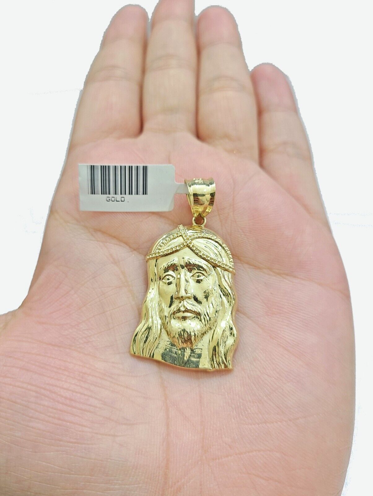 Real 10k Gold Jesus Head Charm Pendant 1.5'' Inch 10KT Yellow Gold - GoldenlinQ