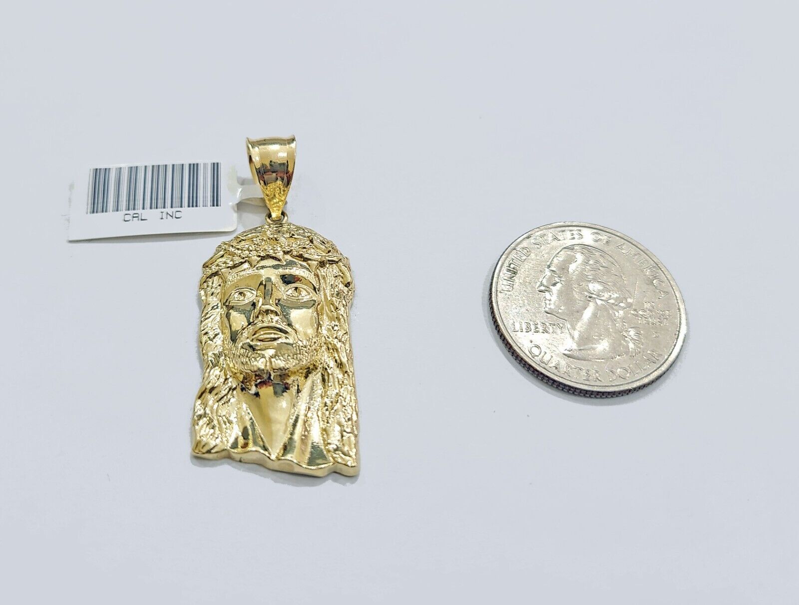 Real 10k Gold Jesus Head Charm Pendant 1.5'' Inch 10KT Yellow Gold - GoldenlinQ