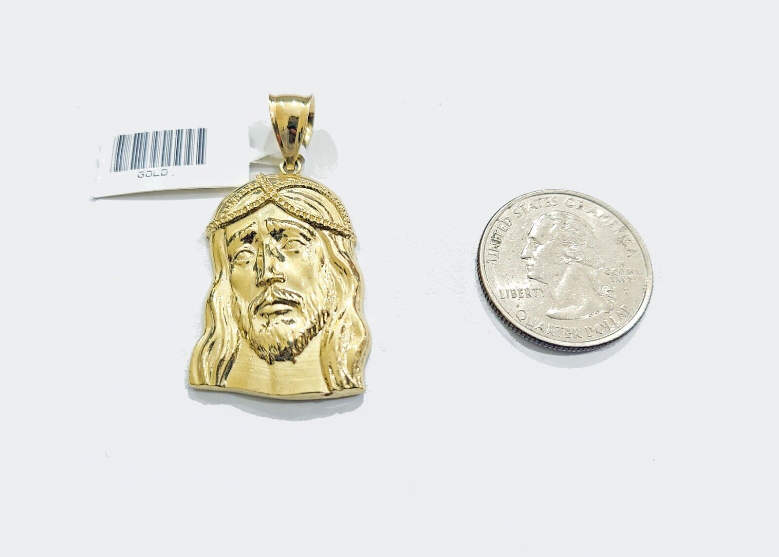 Real 10k Gold Jesus Head Charm Pendant 1.5'' Inch 10KT Yellow Gold - GoldenlinQ