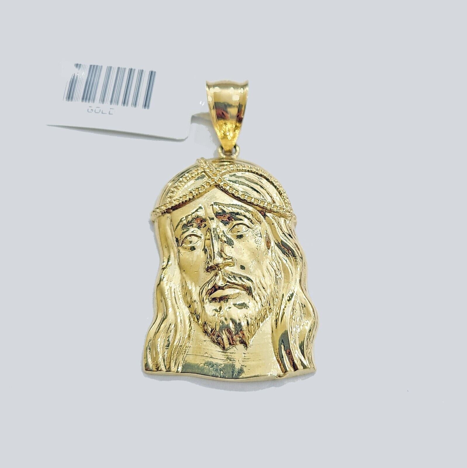 Real 10k Gold Jesus Head Charm Pendant 1.5'' Inch 10KT Yellow Gold - GoldenlinQ