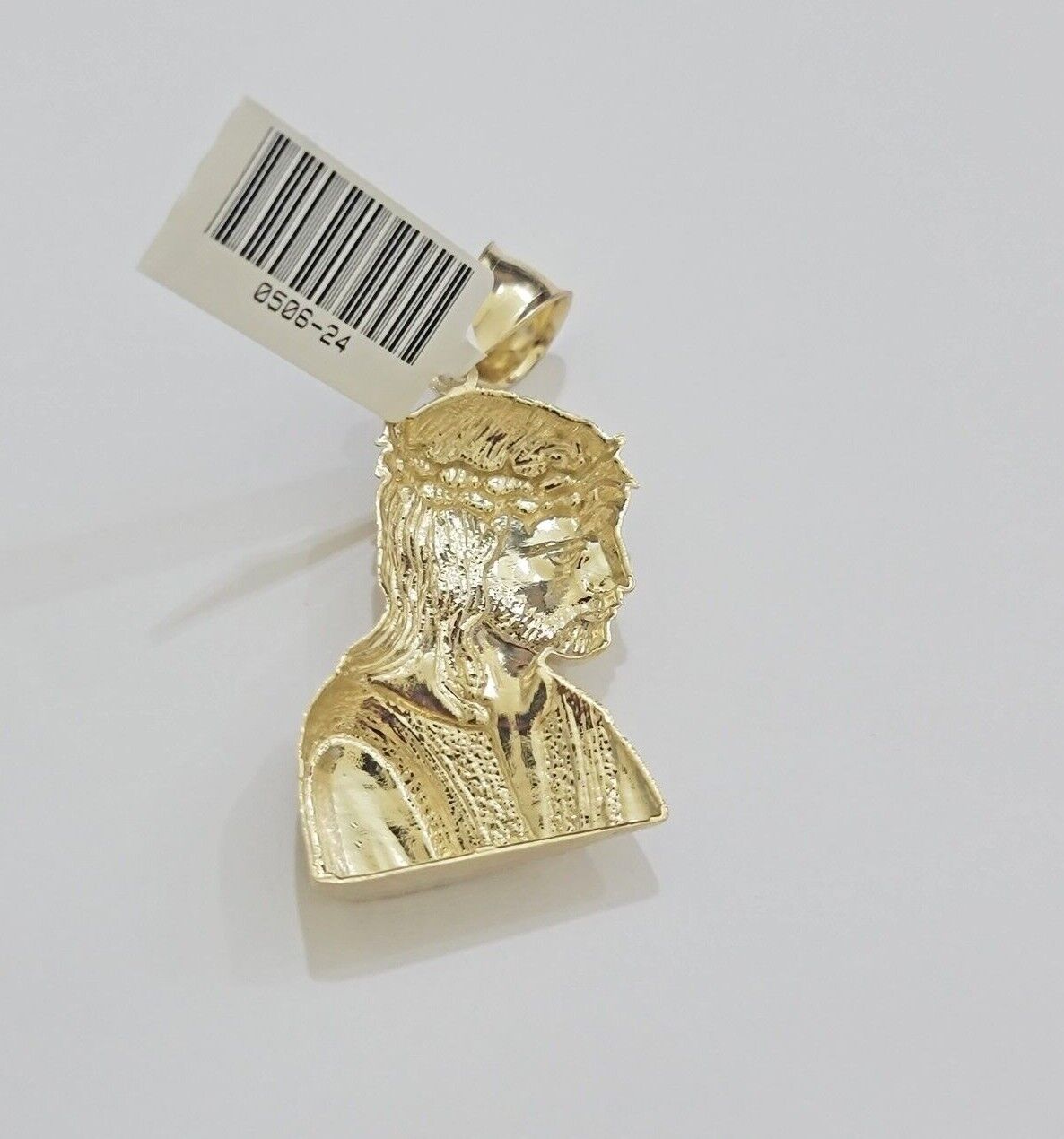 Real 10k Gold Jesus Head Charm Pendant Cuban Link Chain 4mm 24 Inch Necklace SET - GoldenlinQ