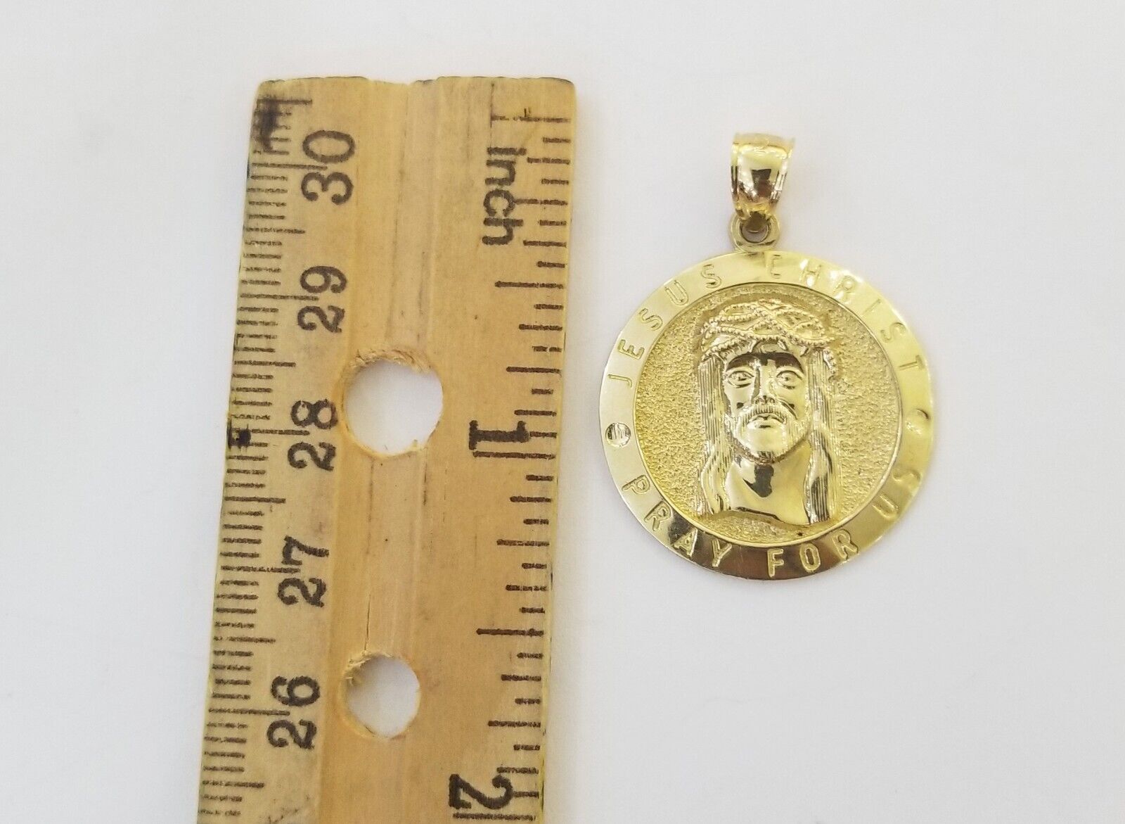 Real 10k Gold Jesus Pendant Miami Cuban link Chain 4mm 26" Set Round - GoldenlinQ