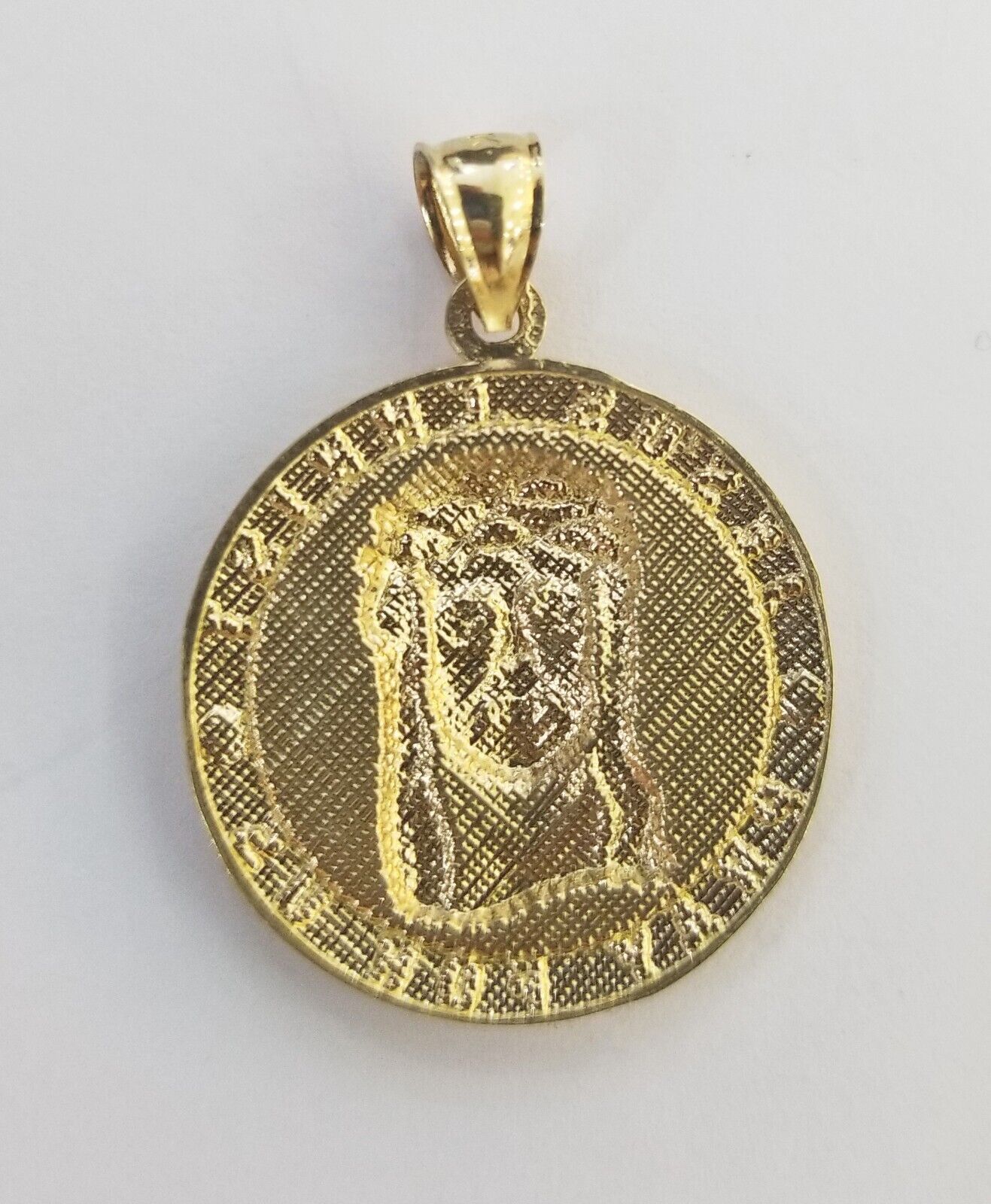 Real 10k Gold Jesus Pendant Miami Cuban link Chain 4mm 26" Set Round - GoldenlinQ