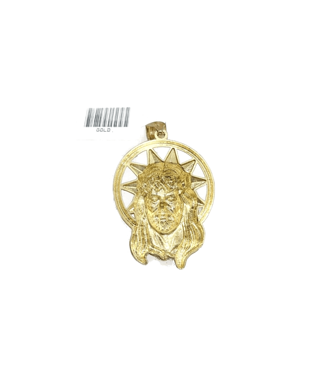 Real 10k Gold Jesus Star Head Circular Charm Pendant 10KT Yellow Gold - GoldenlinQ