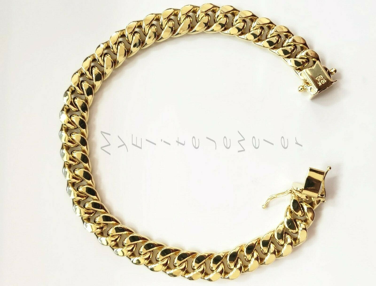 Real 10k Gold Ladies Bracelet cuban Link 7" 9mm Box clasp Strong Miami Cuben - GoldenlinQ
