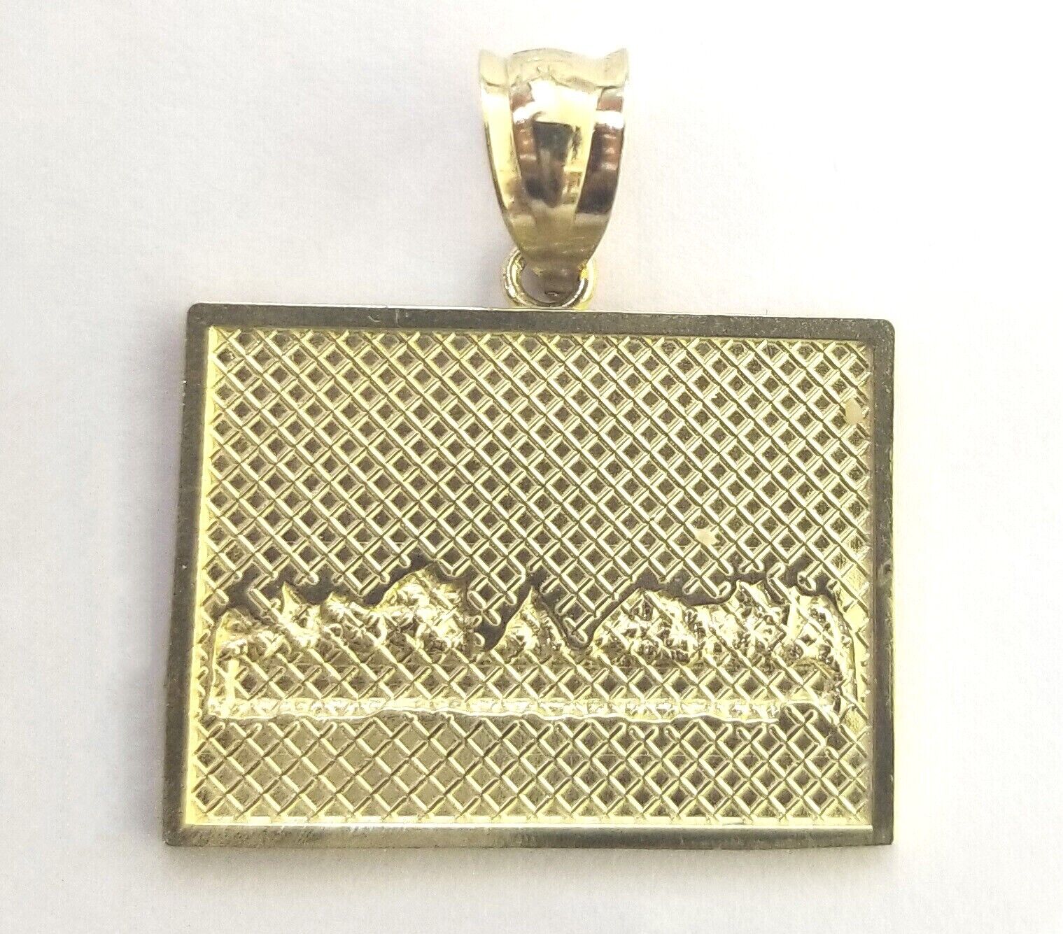 Real 10k Gold Last Supper Charm Chain Miami Cuban Link Necklace 4mm 24 Inch SET - GoldenlinQ