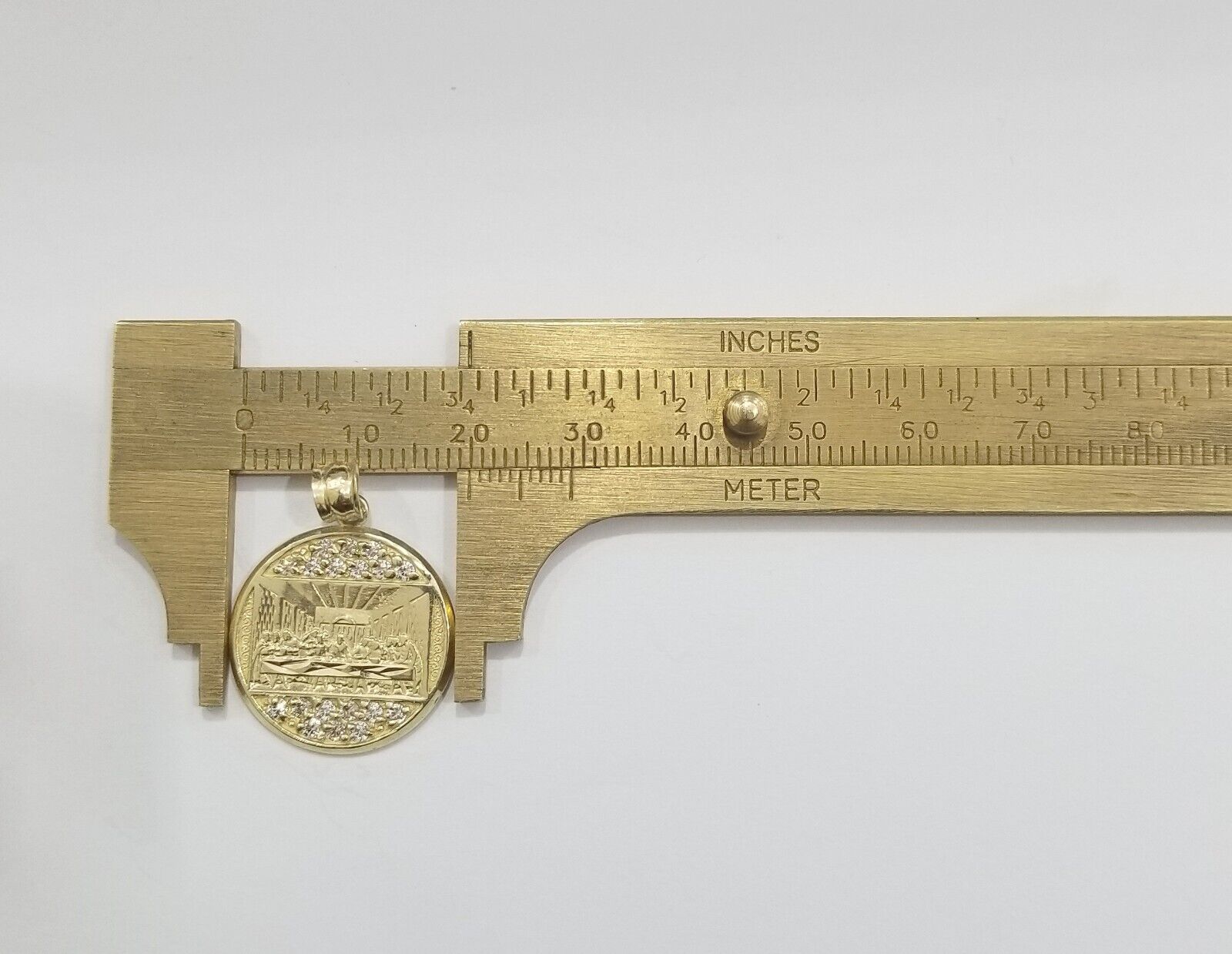 Real 10k Gold Last Supper Charm Circular Pendant 10kt Yellow Gold Men Women - GoldenlinQ