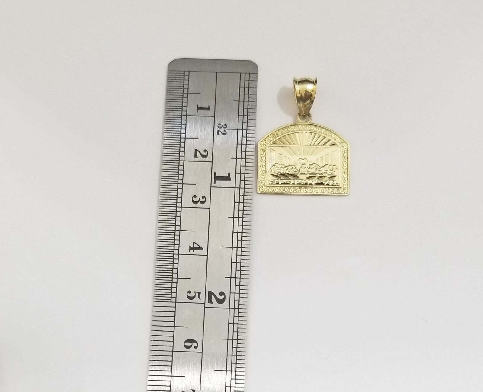 Real 10k Gold Last Supper Charm Dome shape Pendant 10kt Yellow Gold - GoldenlinQ