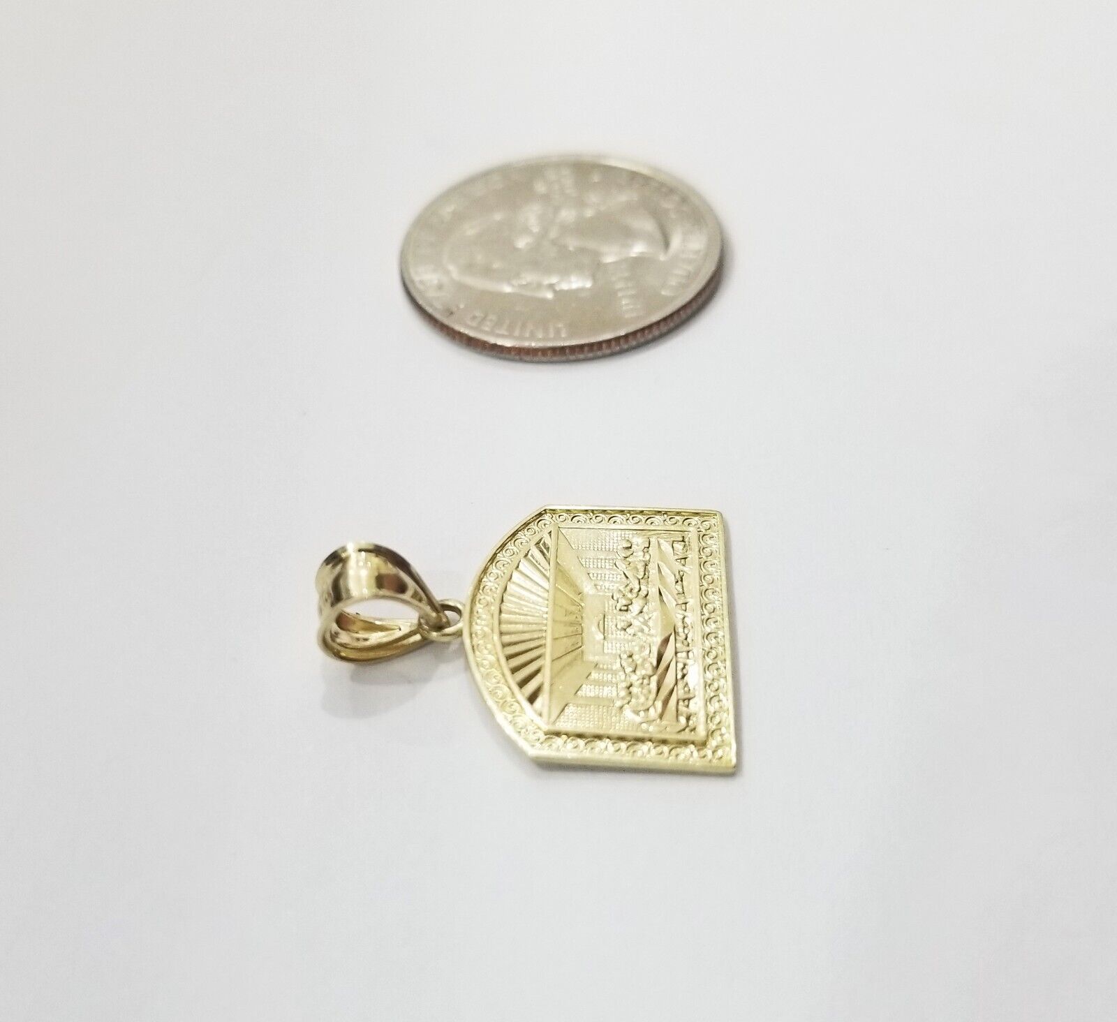 Real 10k Gold Last Supper Charm Dome shape Pendant 10kt Yellow Gold - GoldenlinQ