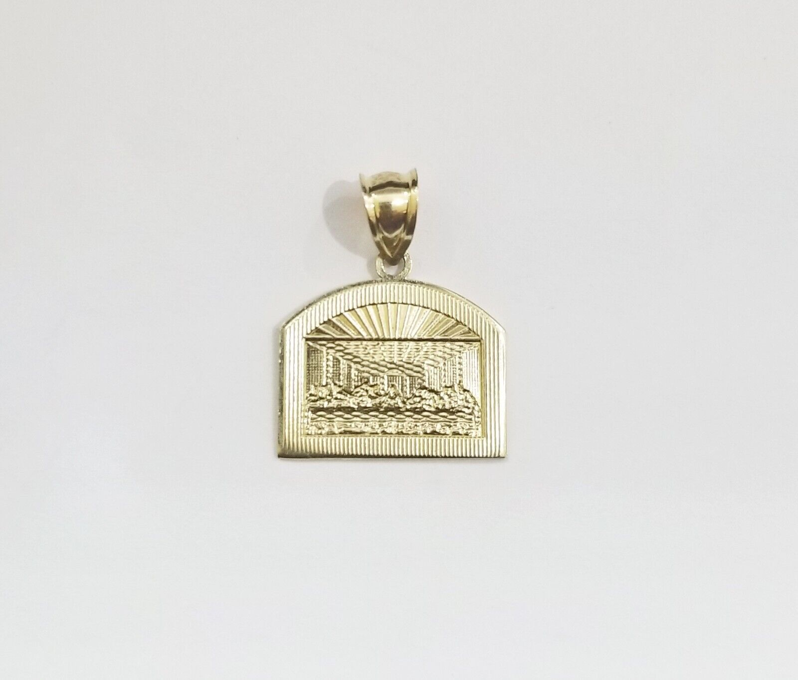 Real 10k Gold Last Supper Charm Dome shape Pendant 10kt Yellow Gold - GoldenlinQ
