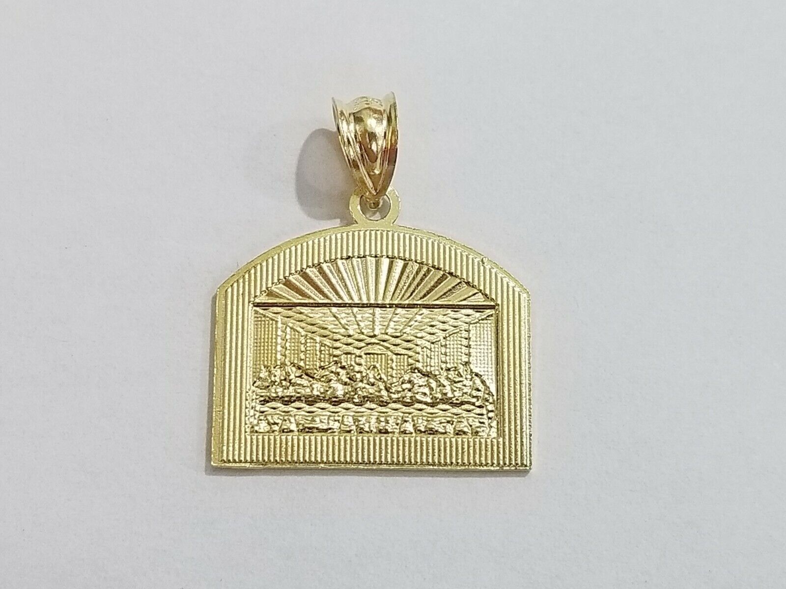 Real 10k Gold Last supper Charm Rope 2.5mm Chain Pendant ,18 20 22 24 26 28 Inch - GoldenlinQ