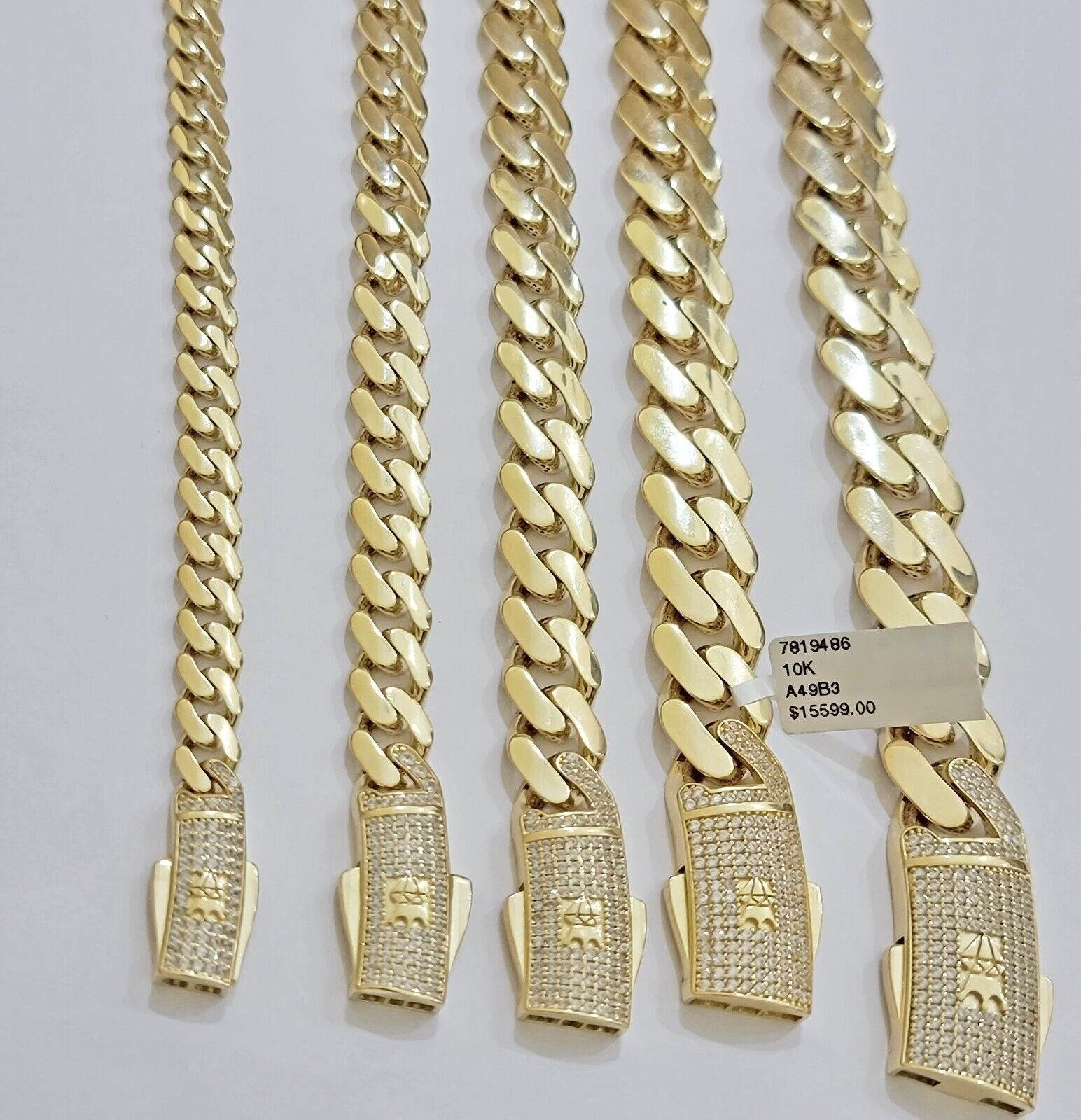 Real 10k Gold Link Chain Necklace Royal Cuban Monaco 7mm 8mm 9mm 11mm 13mm 15mm - GoldenlinQ