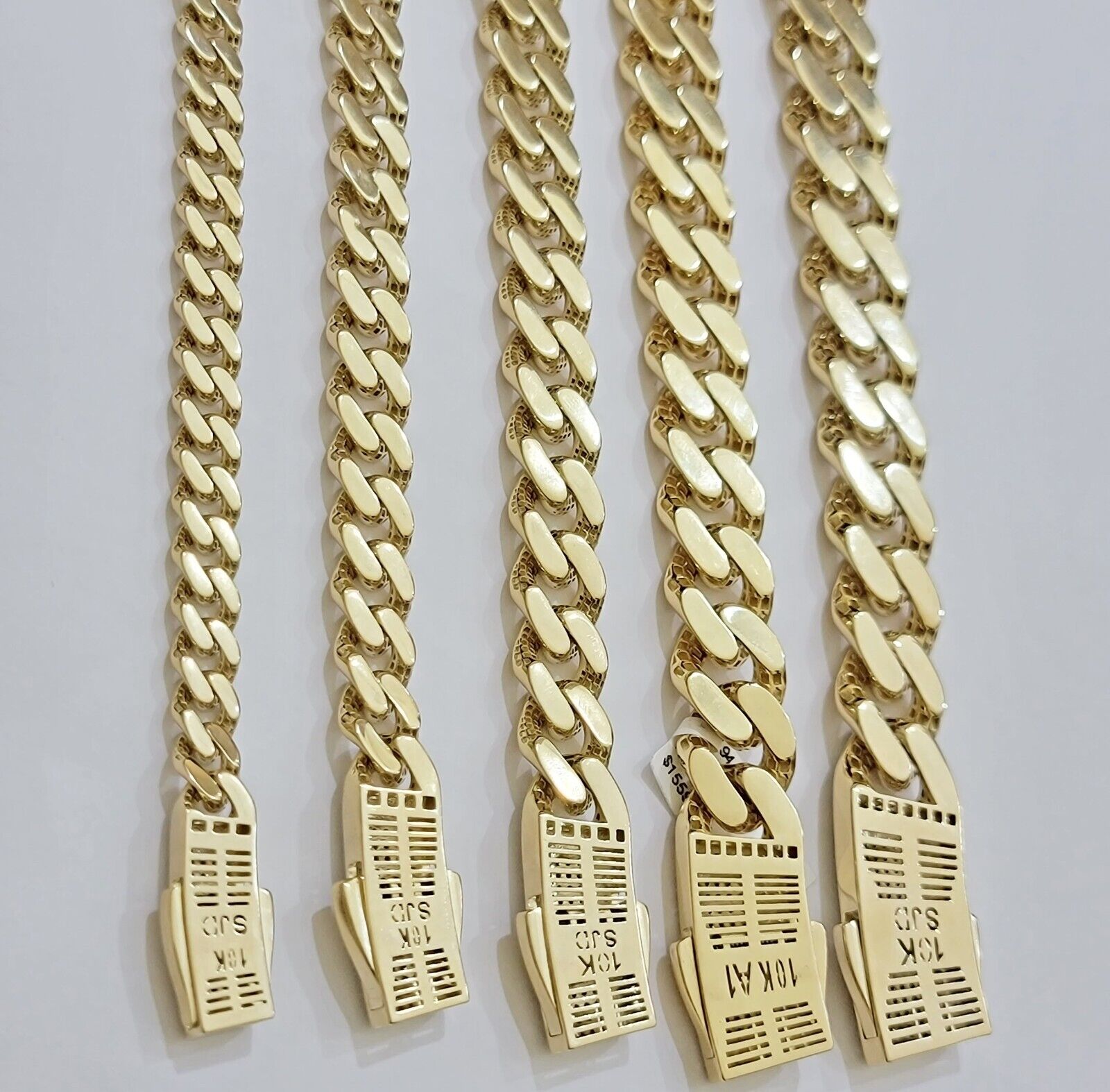 Real 10k Gold Link Chain Necklace Royal Cuban Monaco 7mm 8mm 9mm 11mm 13mm 15mm - GoldenlinQ