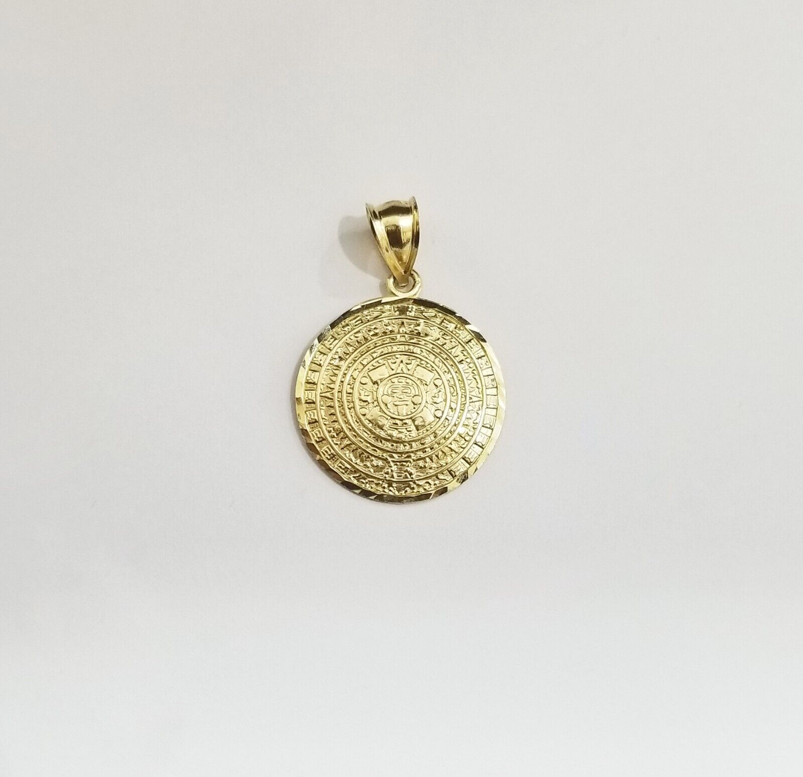 Real 10k Gold Mayan Calendar Circular Charm Pendant 10kt Yellow Gold - GoldenlinQ