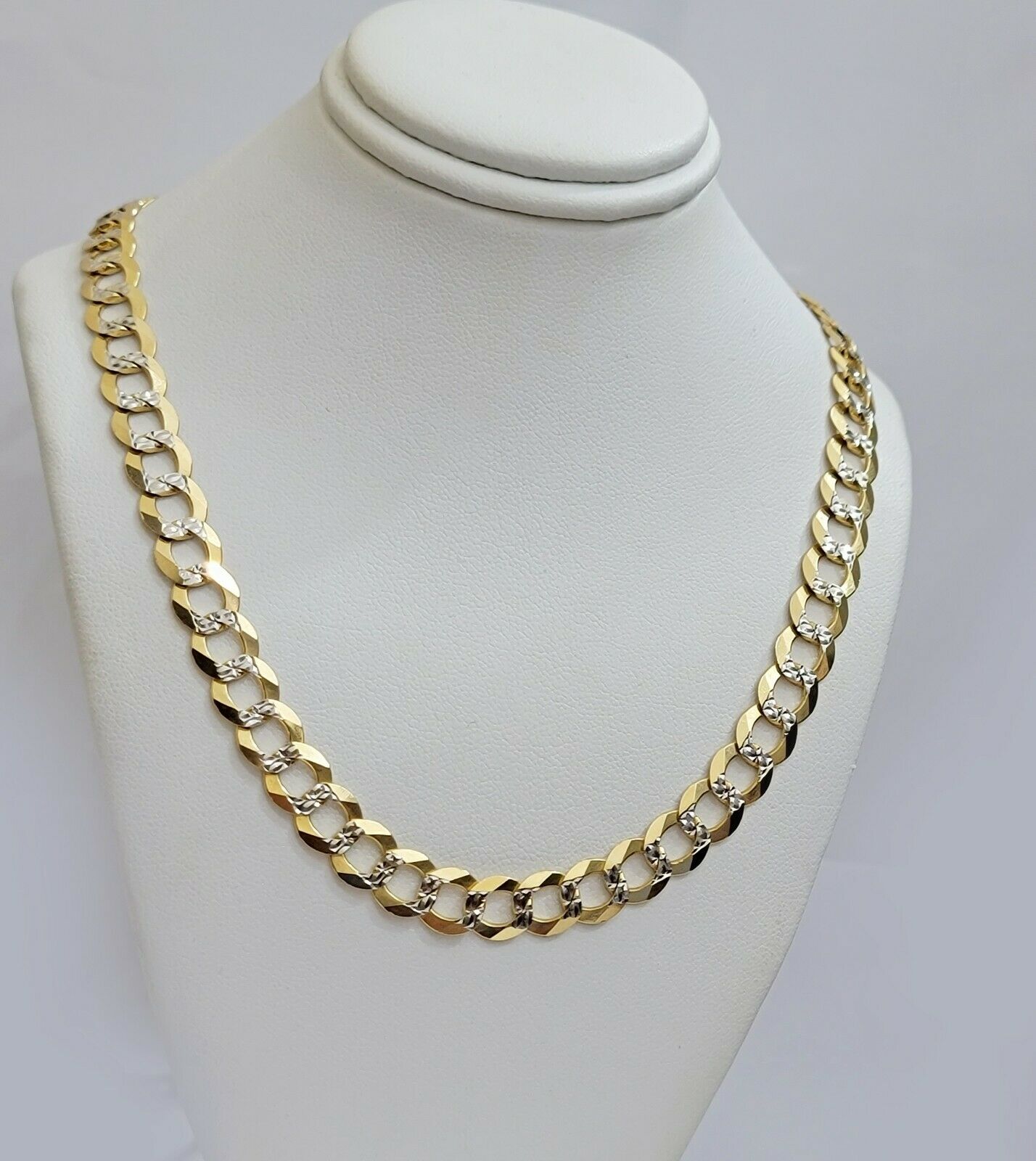 Real 10k Gold Mens Necklace Cuban Curb Link 9mm 24" Inch Diamond Cut SOLID Chain - GoldenlinQ