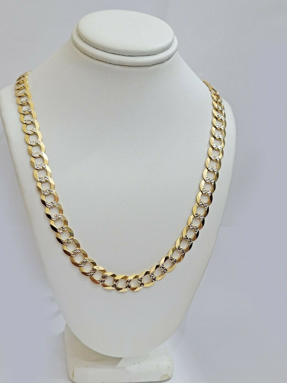 Real 10k Gold Mens Necklace Cuban Curb Link 9mm 24" Inch Diamond Cut SOLID Chain - GoldenlinQ