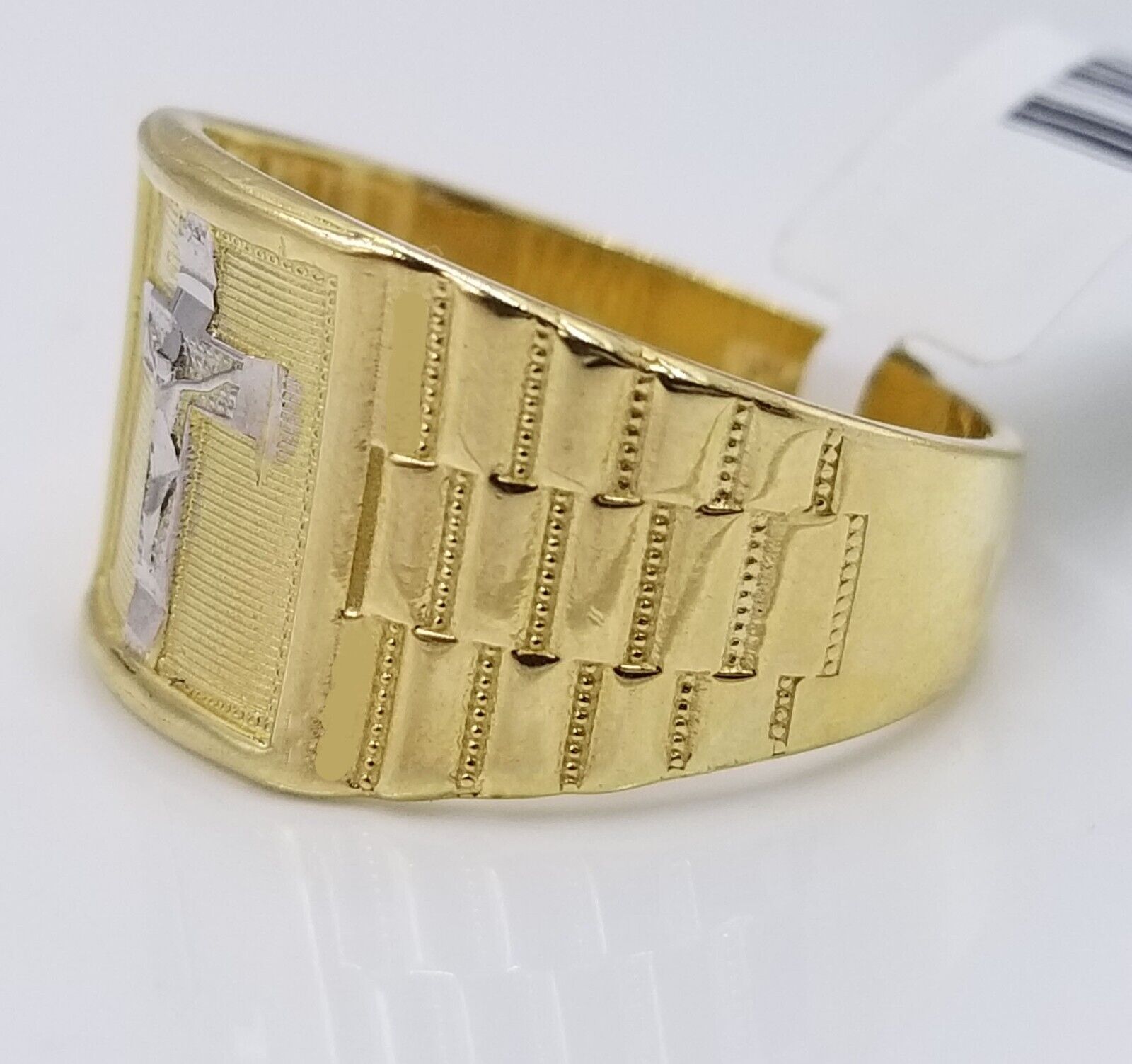 Real 10k Gold Men's Ring Cross size 10. 5 Yellow Gold Male Casual Pinky Band - GoldenlinQ