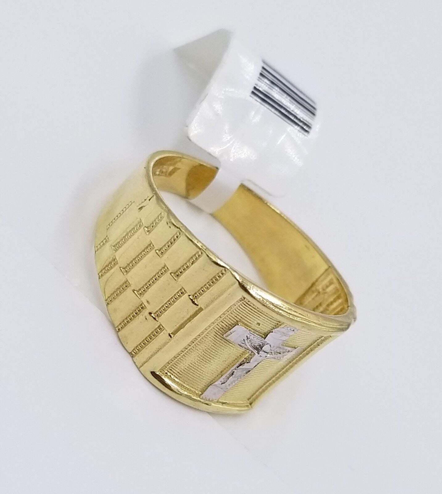 Real 10k Gold Men's Ring Cross size 10. 5 Yellow Gold Male Casual Pinky Band - GoldenlinQ
