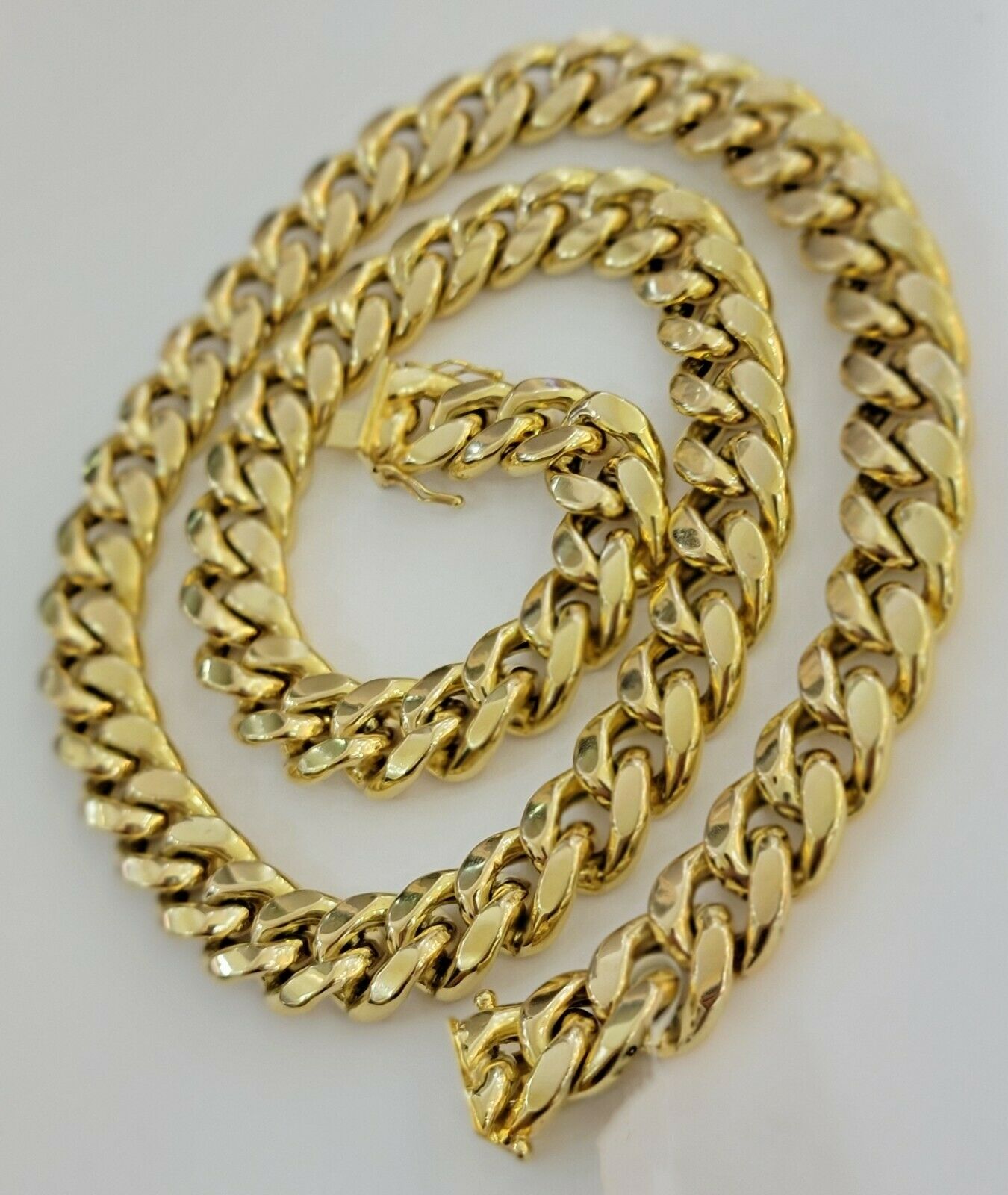 REAL 10k Gold Miami Cuban Chain 13mm Link Mens Necklace 24" 10kt Yellow, STRONG - GoldenlinQ
