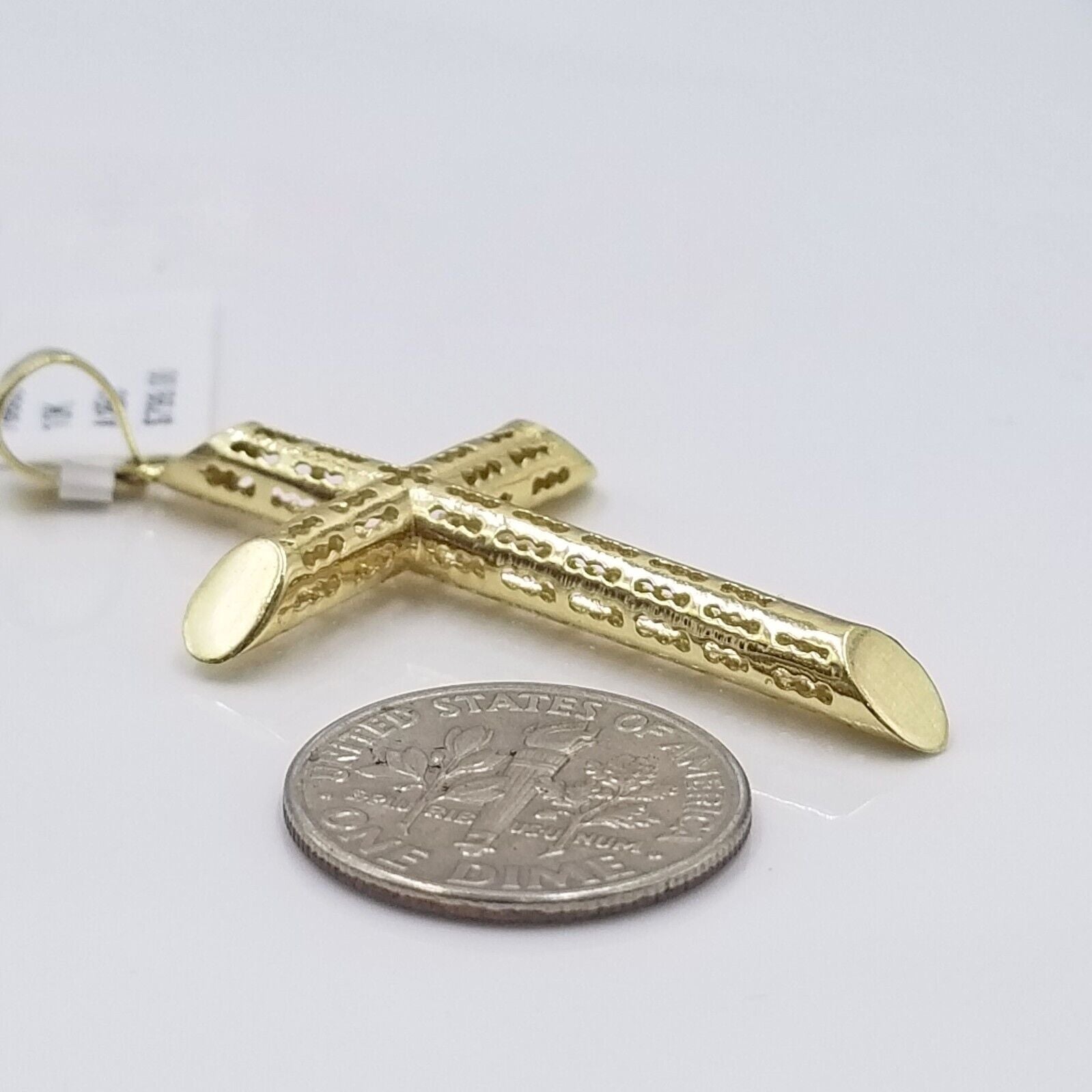 Real 10k Gold Miami Cuban Chain 5mm 24" Inch Necklace Cross Pendant 10kt Charm - GoldenlinQ