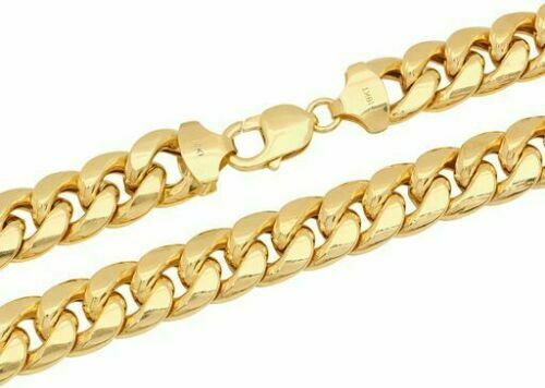 Real 10k Gold Miami Cuban chain 7mm 24" Lobster Lock Men's 10kt Yellow Gold, MEN - GoldenlinQ