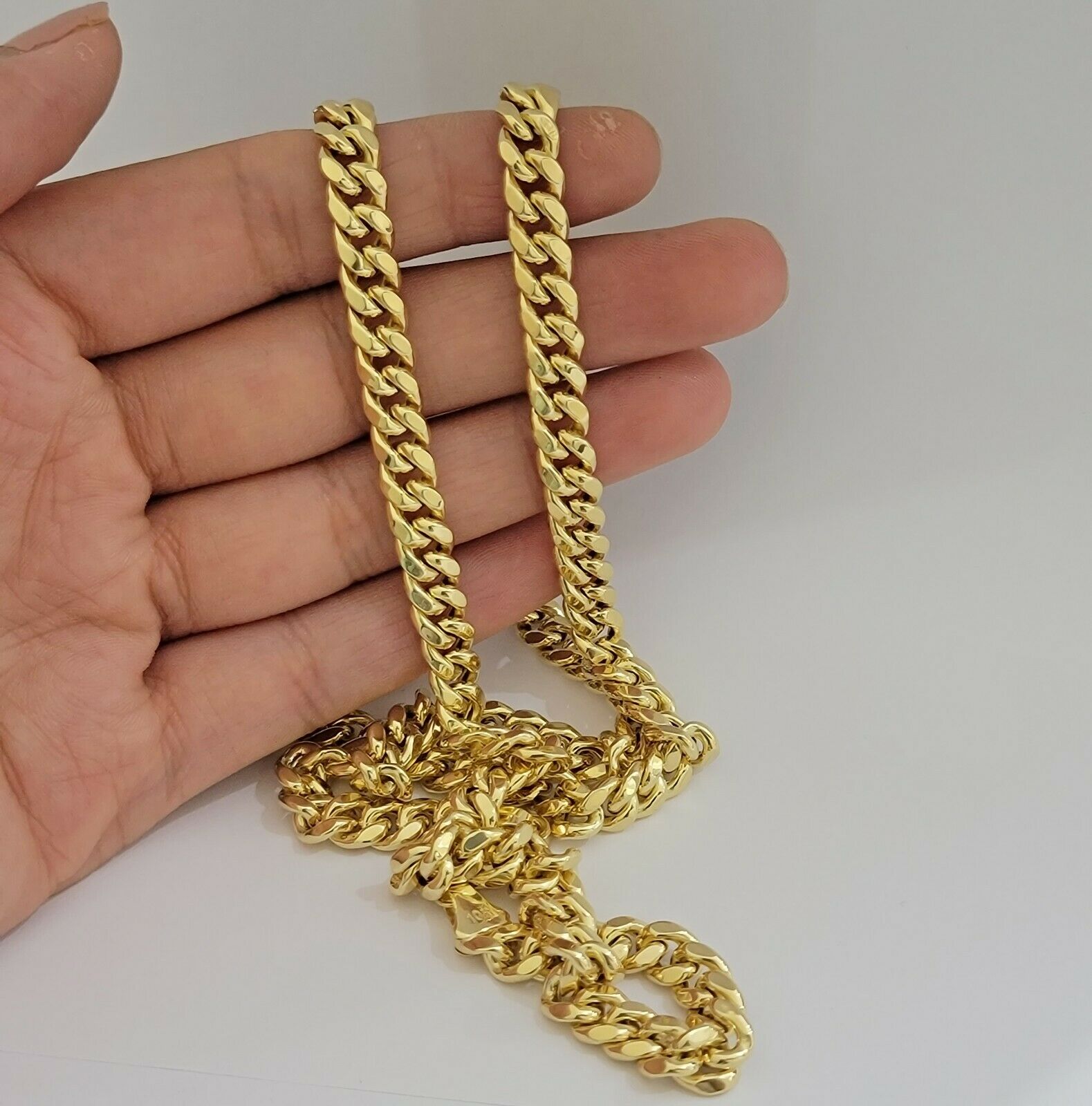 Real 10k Gold Miami Cuban chain 7mm 24" Lobster Lock Men's 10kt Yellow Gold, MEN - GoldenlinQ