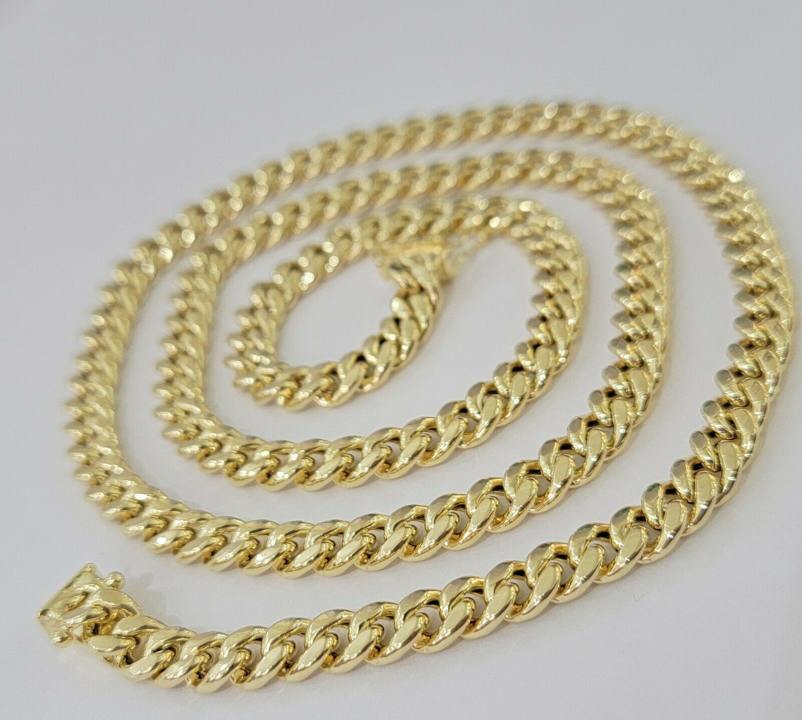REAL 10k Gold Miami Cuban Chain Necklace 7mm 24" Men Women 10kt Yellow Gold Link - GoldenlinQ