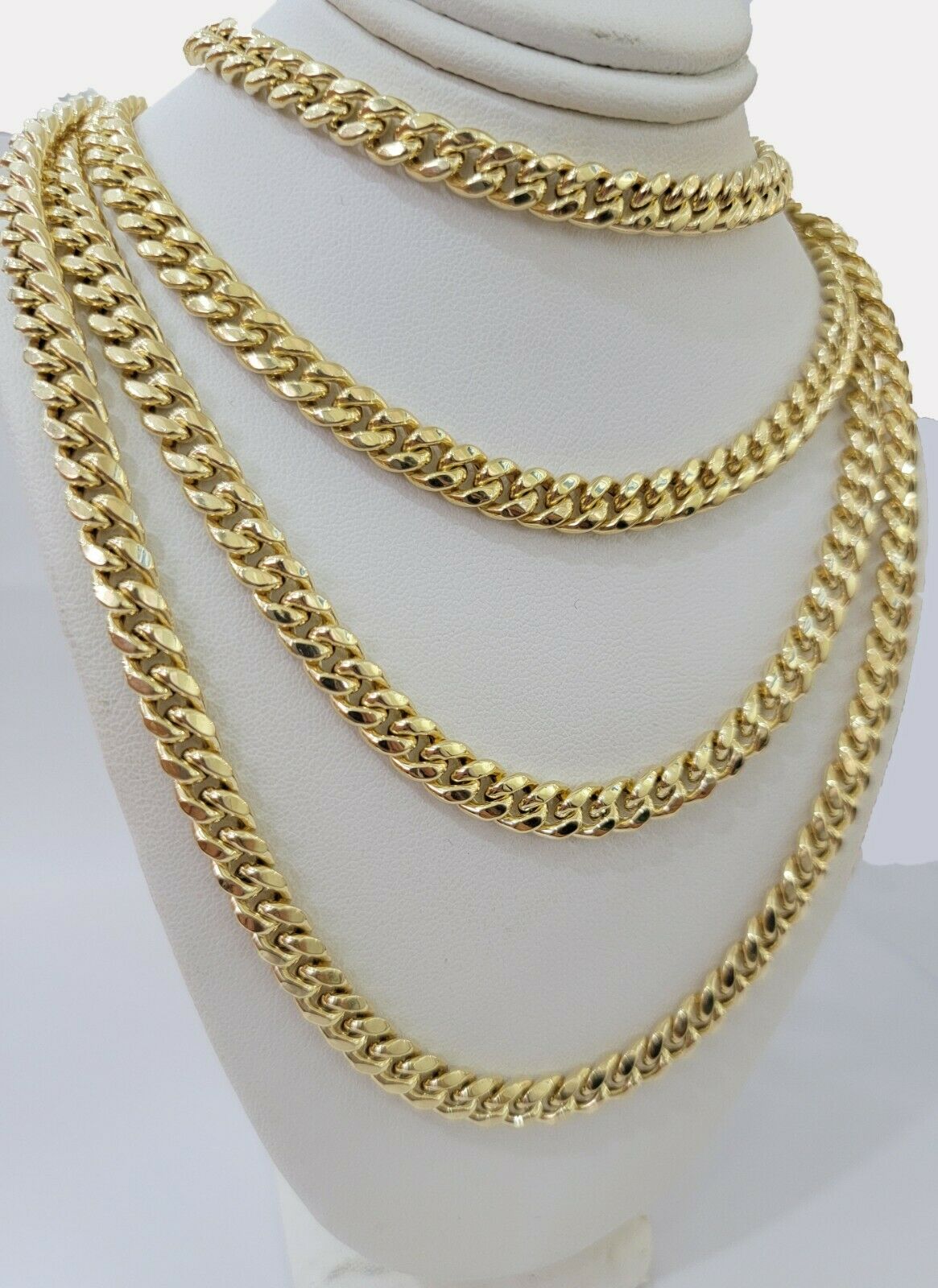 REAL 10k Gold Miami Cuban Chain Necklace 7mm 24" Men Women 10kt Yellow Gold Link - GoldenlinQ