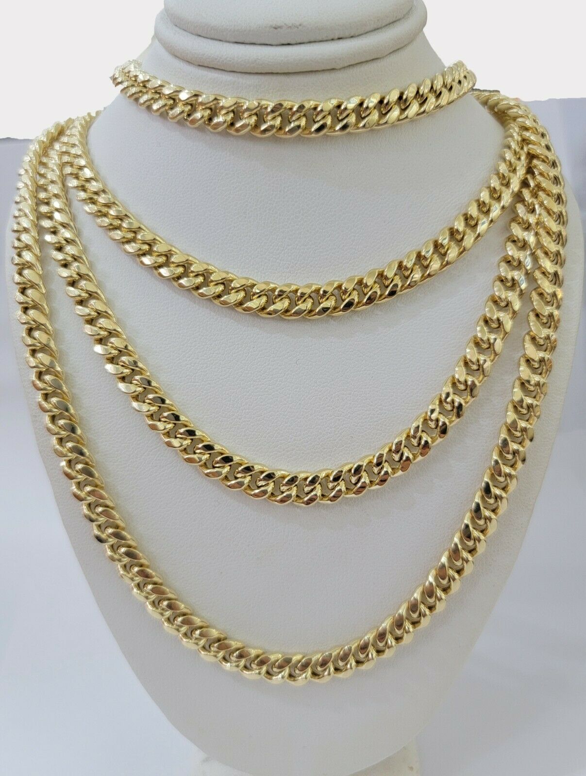 REAL 10k Gold Miami Cuban Chain Necklace 7mm 24" Men Women 10kt Yellow Gold Link - GoldenlinQ