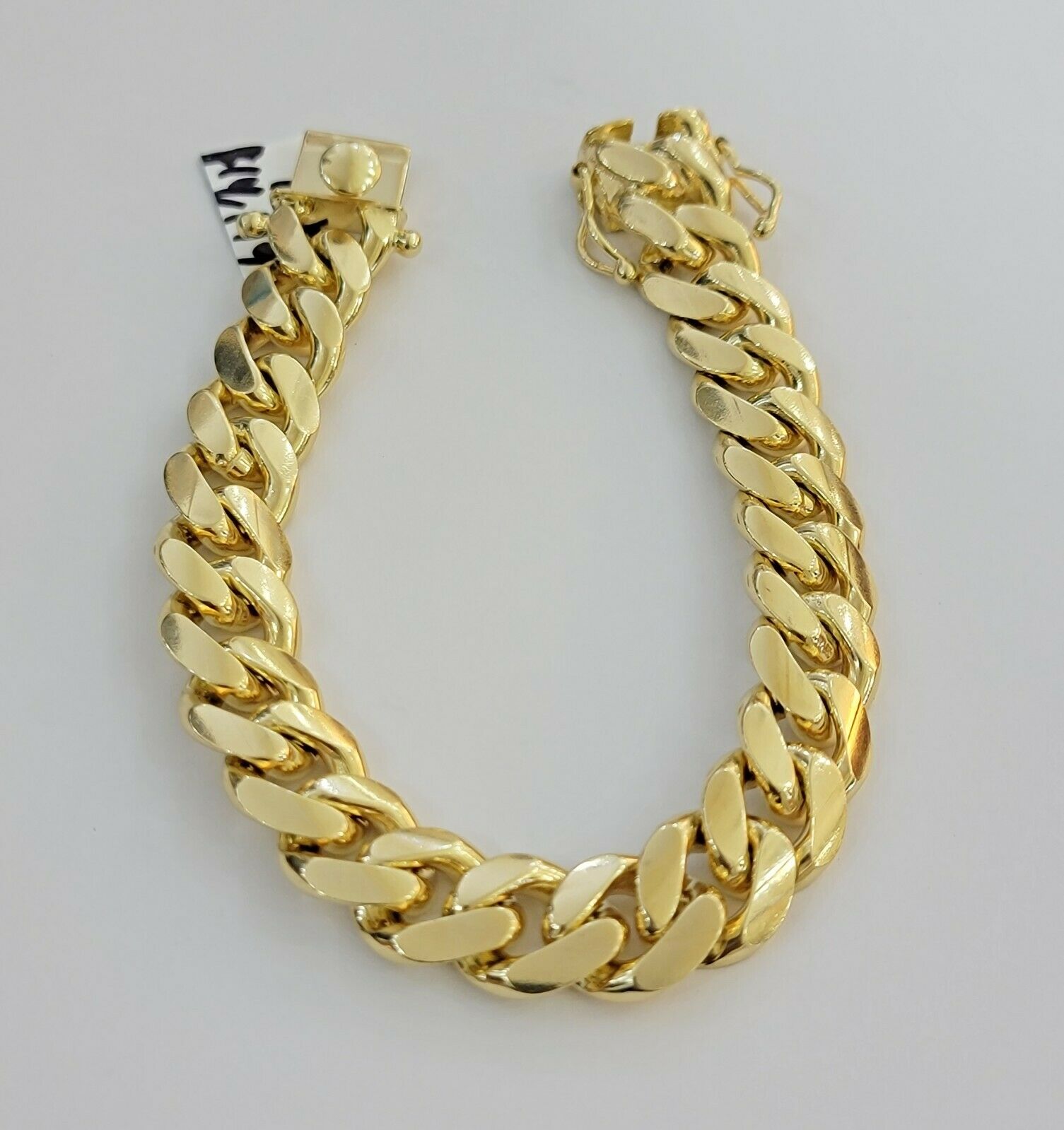 Real 10k Gold Miami Cuban Link Bracelet Solid Mens 13mm 10kt Yellow Gold 9" Inch - GoldenlinQ