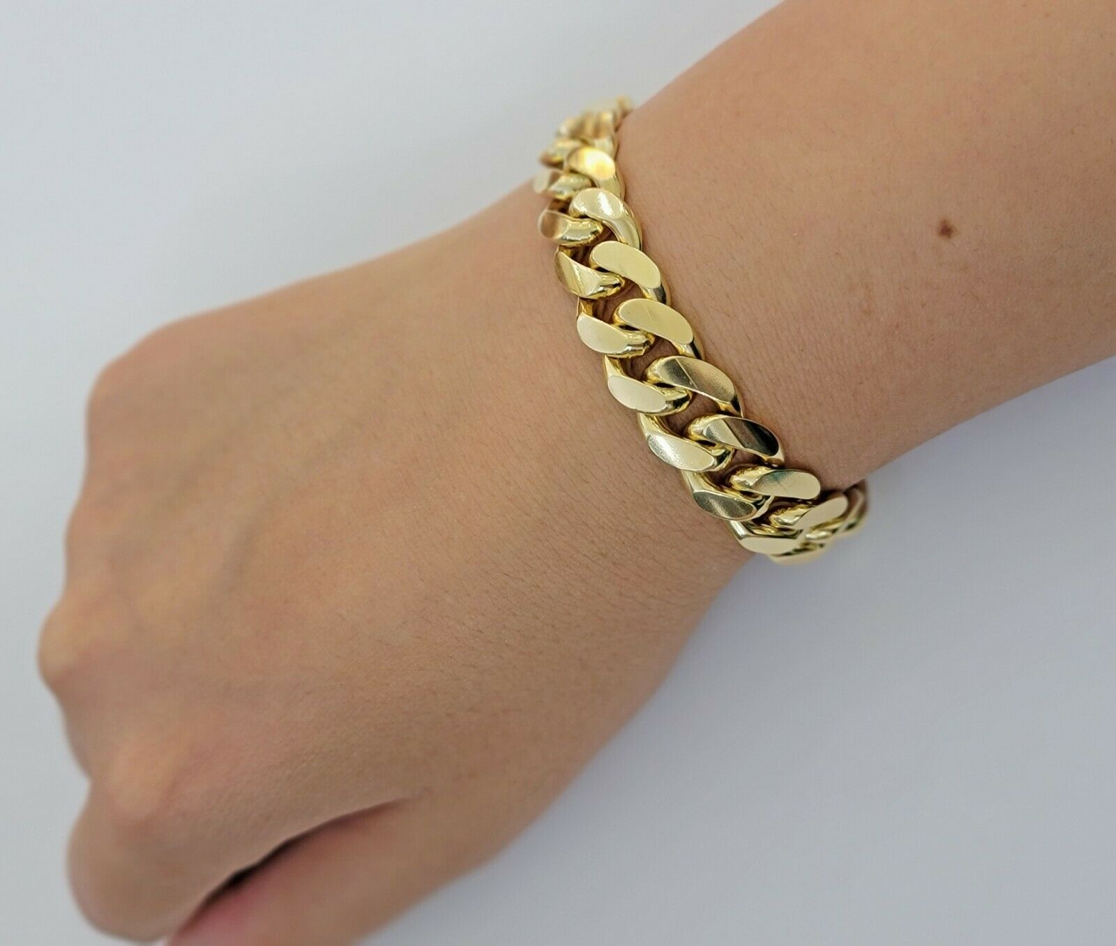Real 10k Gold Miami Cuban Link Bracelet Solid Mens 13mm 10kt Yellow Gold 9" Inch - GoldenlinQ
