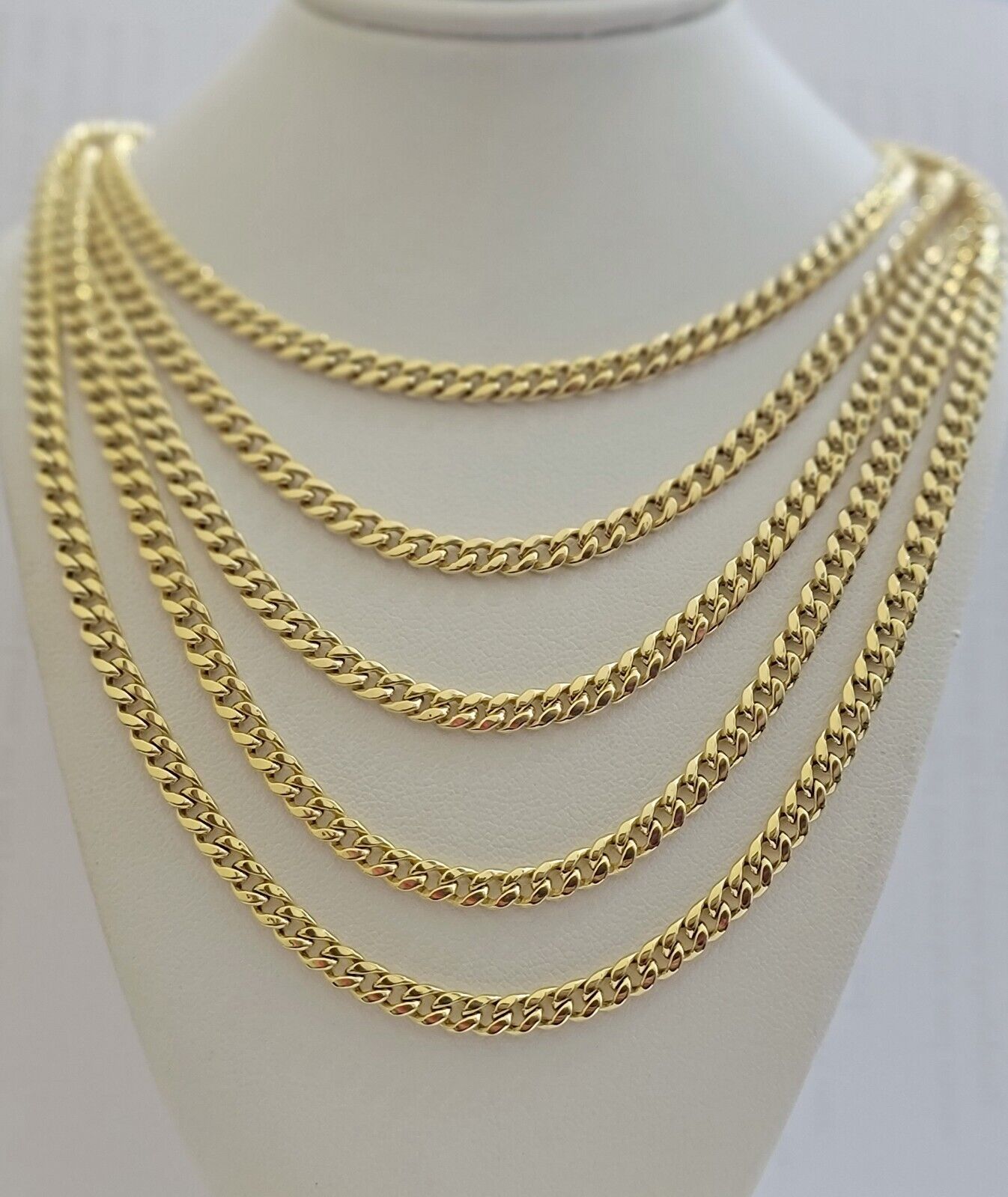 Real 10k Gold Miami Cuban Link chain Necklace 5mm 16" - 28" 10kt Yellow Men Women - GoldenlinQ