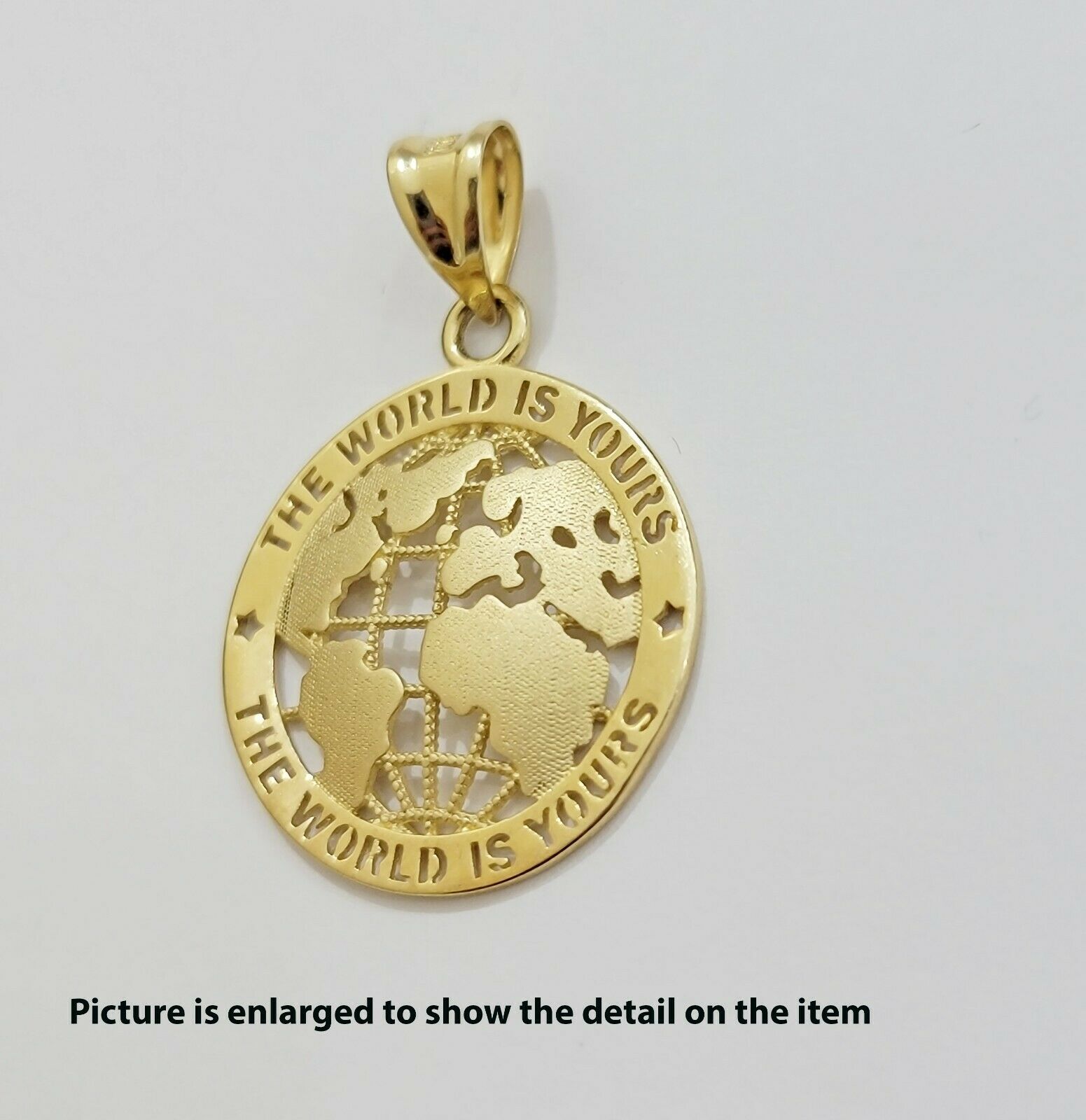 Real 10k Gold Miami Cuban Link Chain Pendant Set 3.5mm Necklace World Map Charm - GoldenlinQ