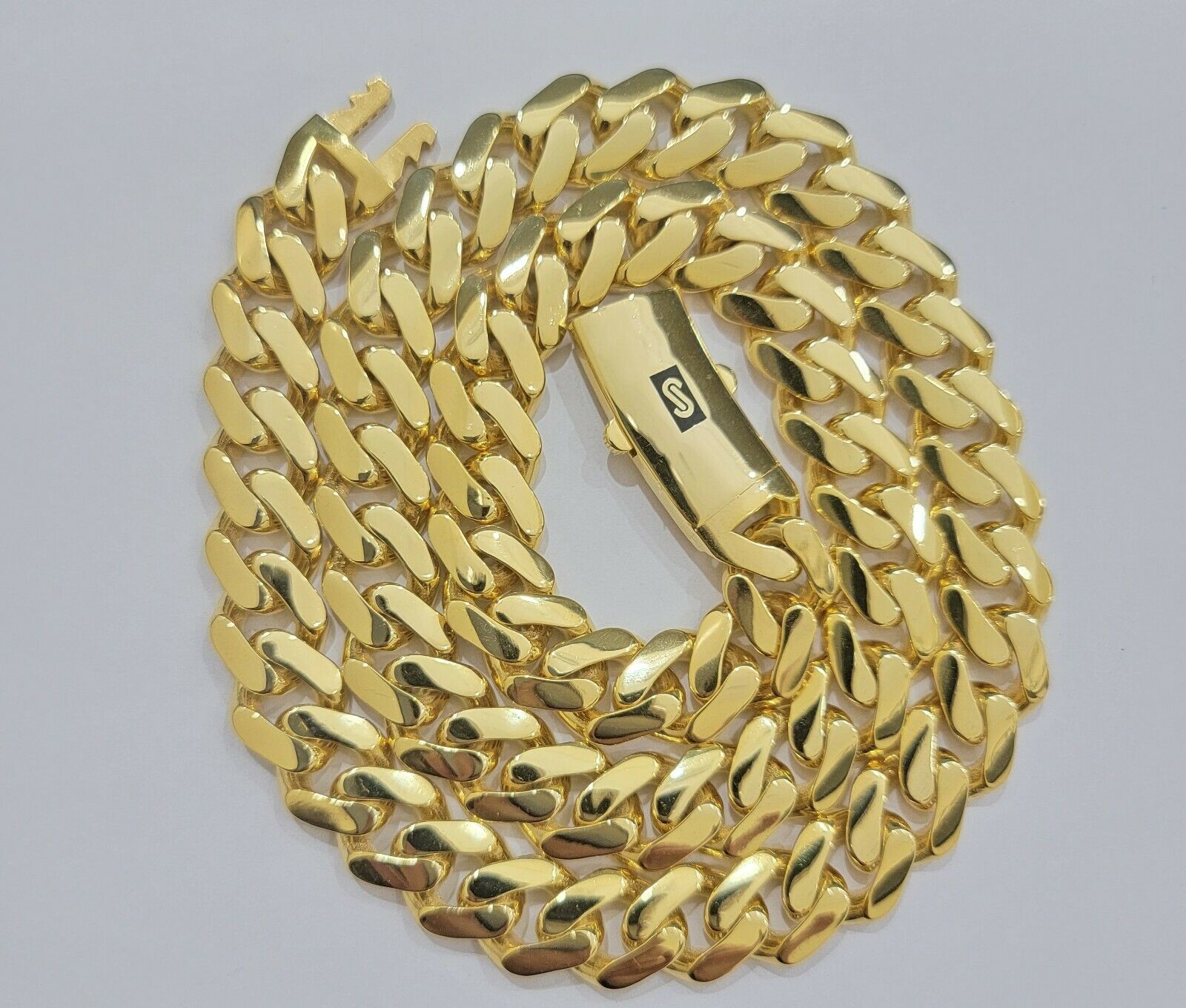 Real 10k Gold Miami Cuban Royal Link Bracelet 13mm 8" Shiny Plain Monaco, 10kt - GoldenlinQ