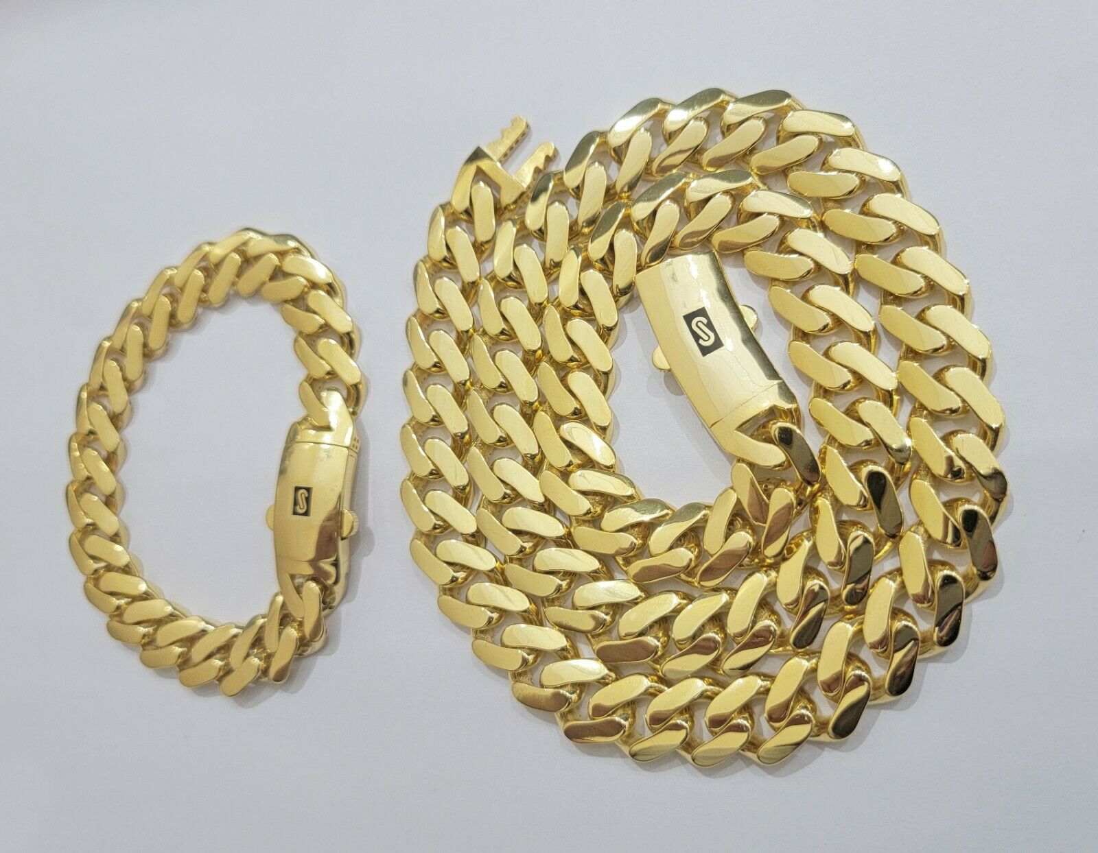 Real 10k Gold Miami Cuban Royal Link Bracelet 13mm 9" Shiny Plain Monaco, 10kt - GoldenlinQ