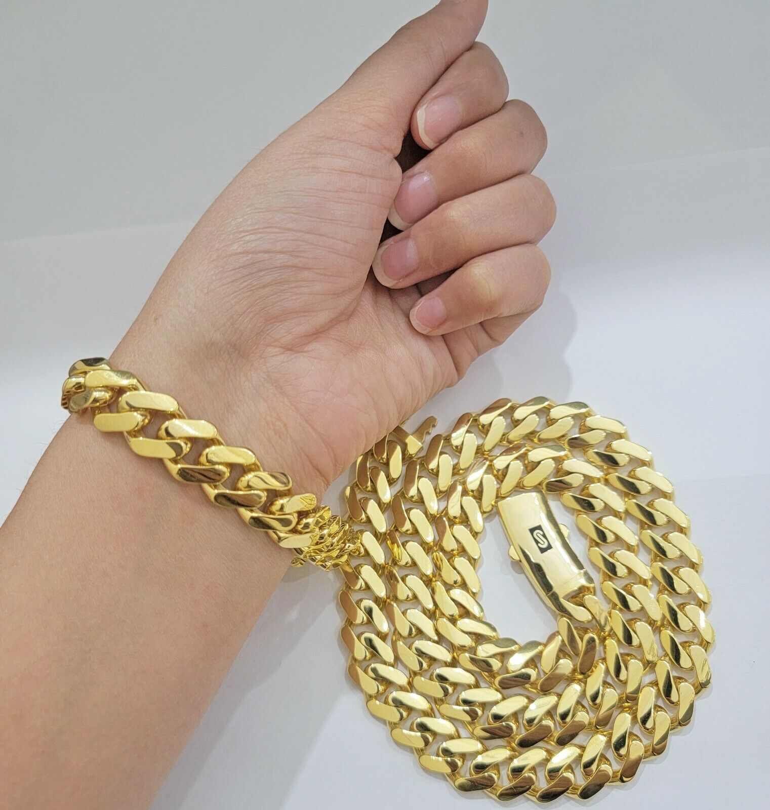 Real 10k Gold Miami Cuban Royal Link Bracelet 13mm 9" Shiny Plain Monaco, 10kt - GoldenlinQ