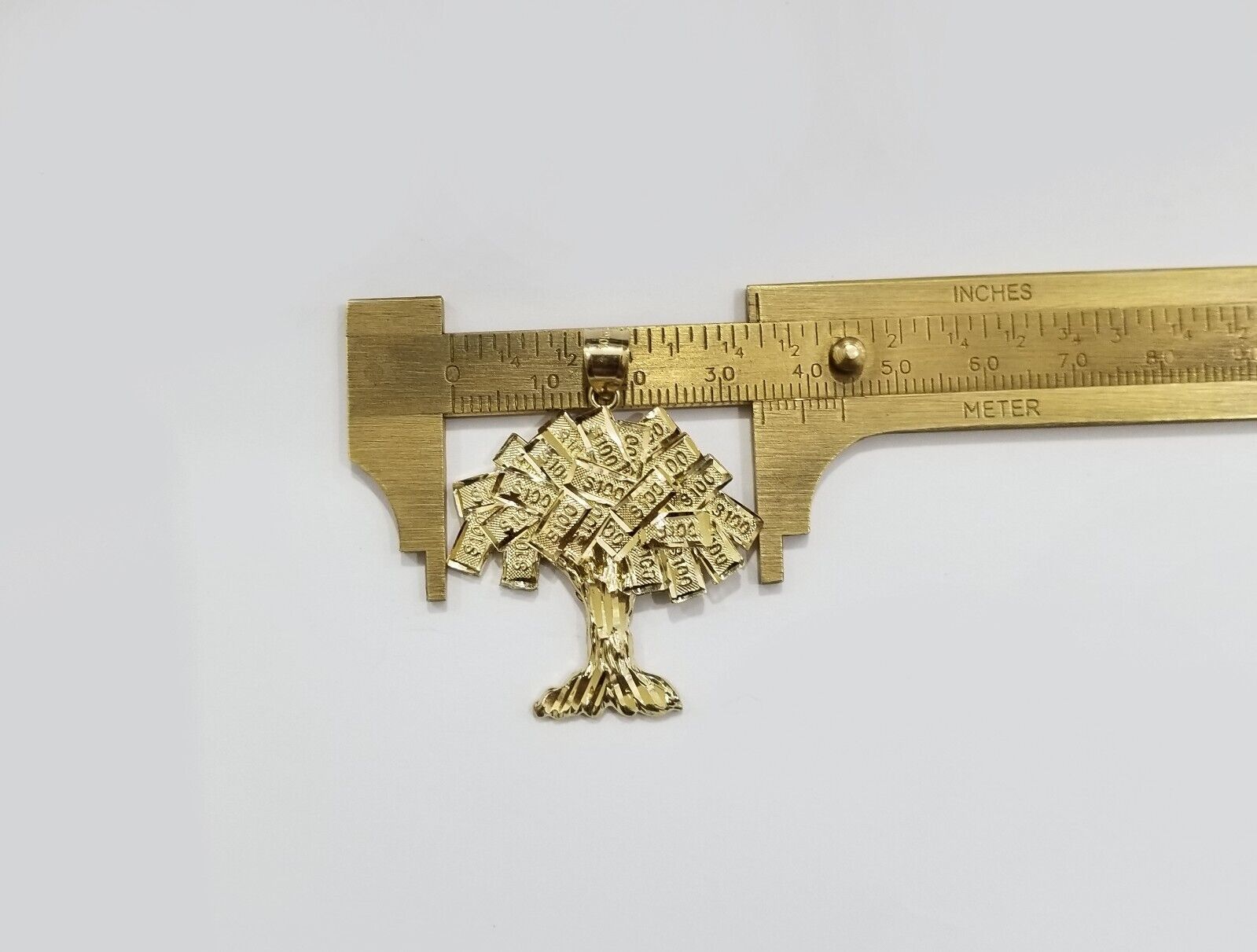 Real 10k Gold Money Tree Charm 1.7 inch pendant 10kt Yellow Gold - GoldenlinQ