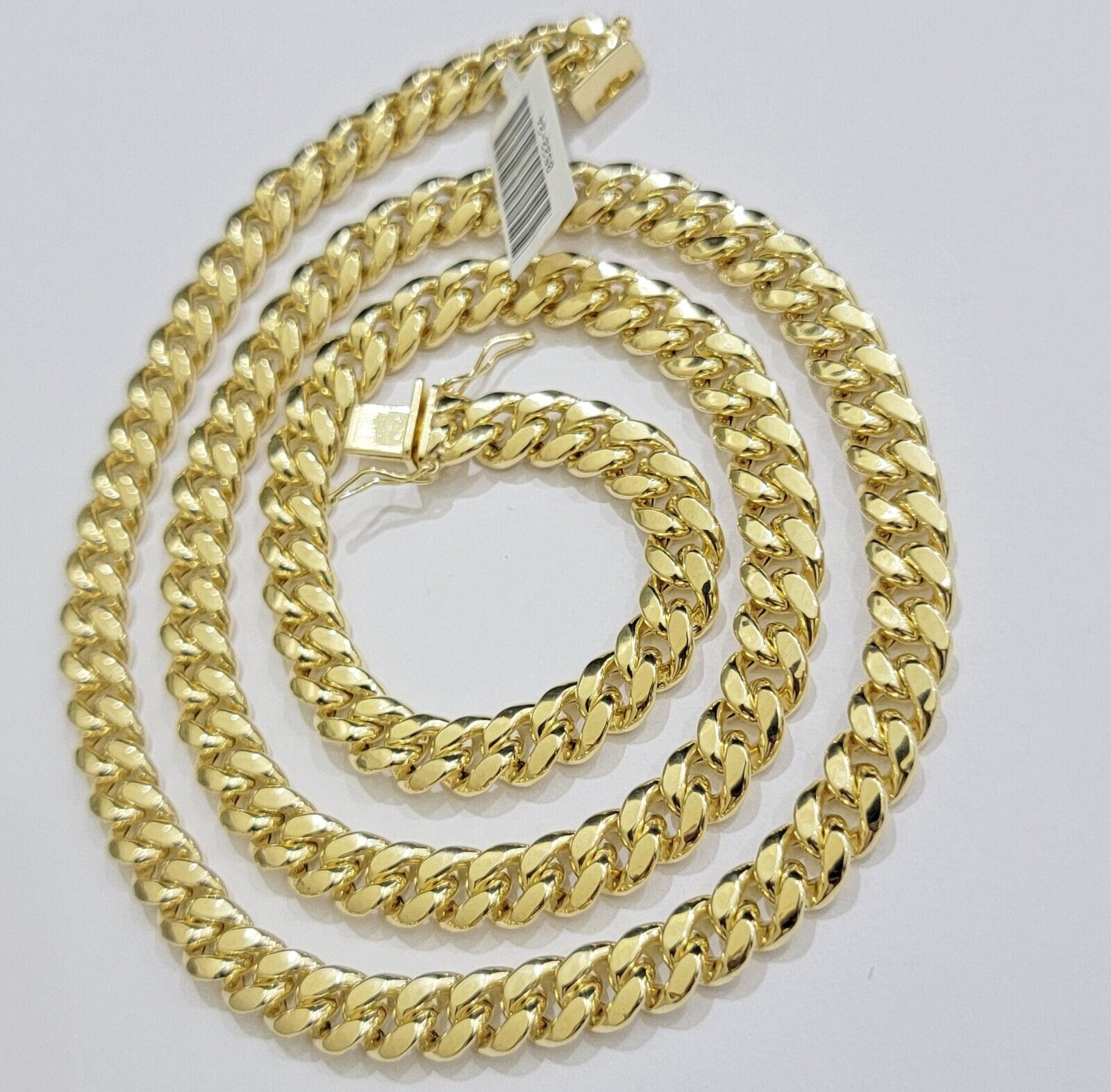 Real 10k Gold Necklace 22 Inch 8mm Miami Cuban Link Chain Men's 10KT BOX LOCK - GoldenlinQ