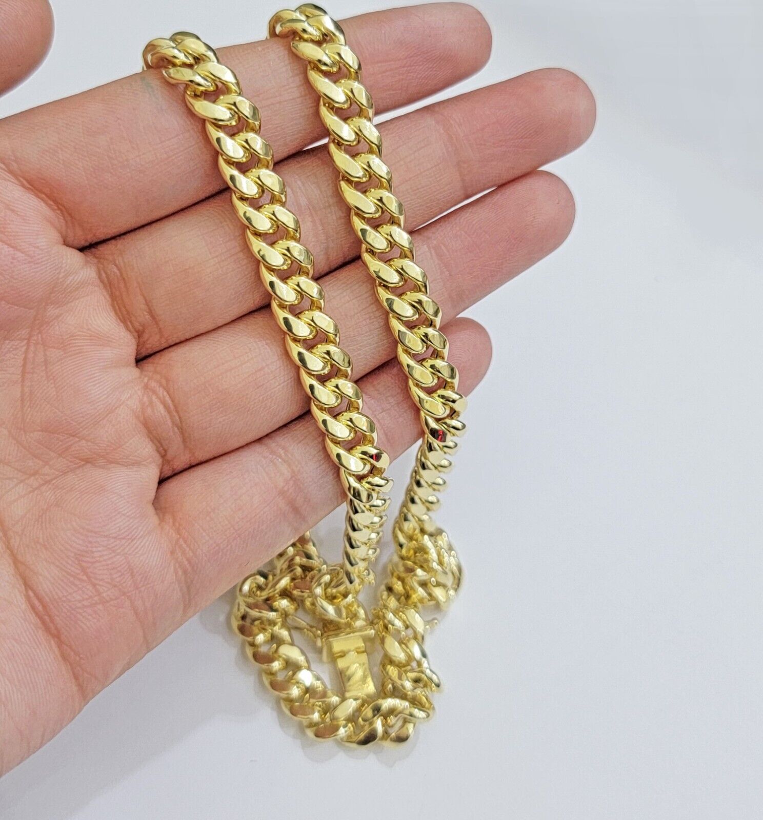 Real 10k Gold Necklace 24 Inch 8mm Miami Cuban Link Chain Men's 10KT STRONG LINK - GoldenlinQ