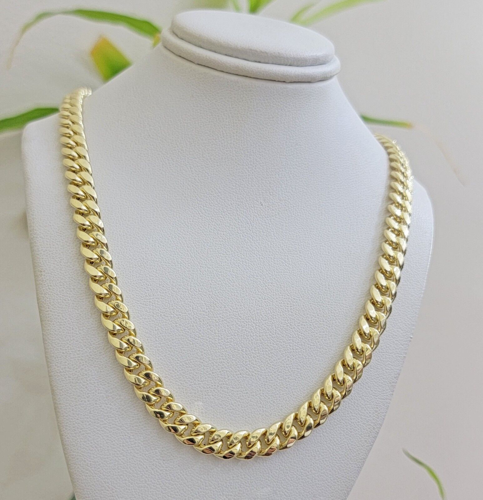 Real 10k Gold Necklace 24 Inch 8mm Miami Cuban Link Chain Men's 10KT STRONG LINK - GoldenlinQ