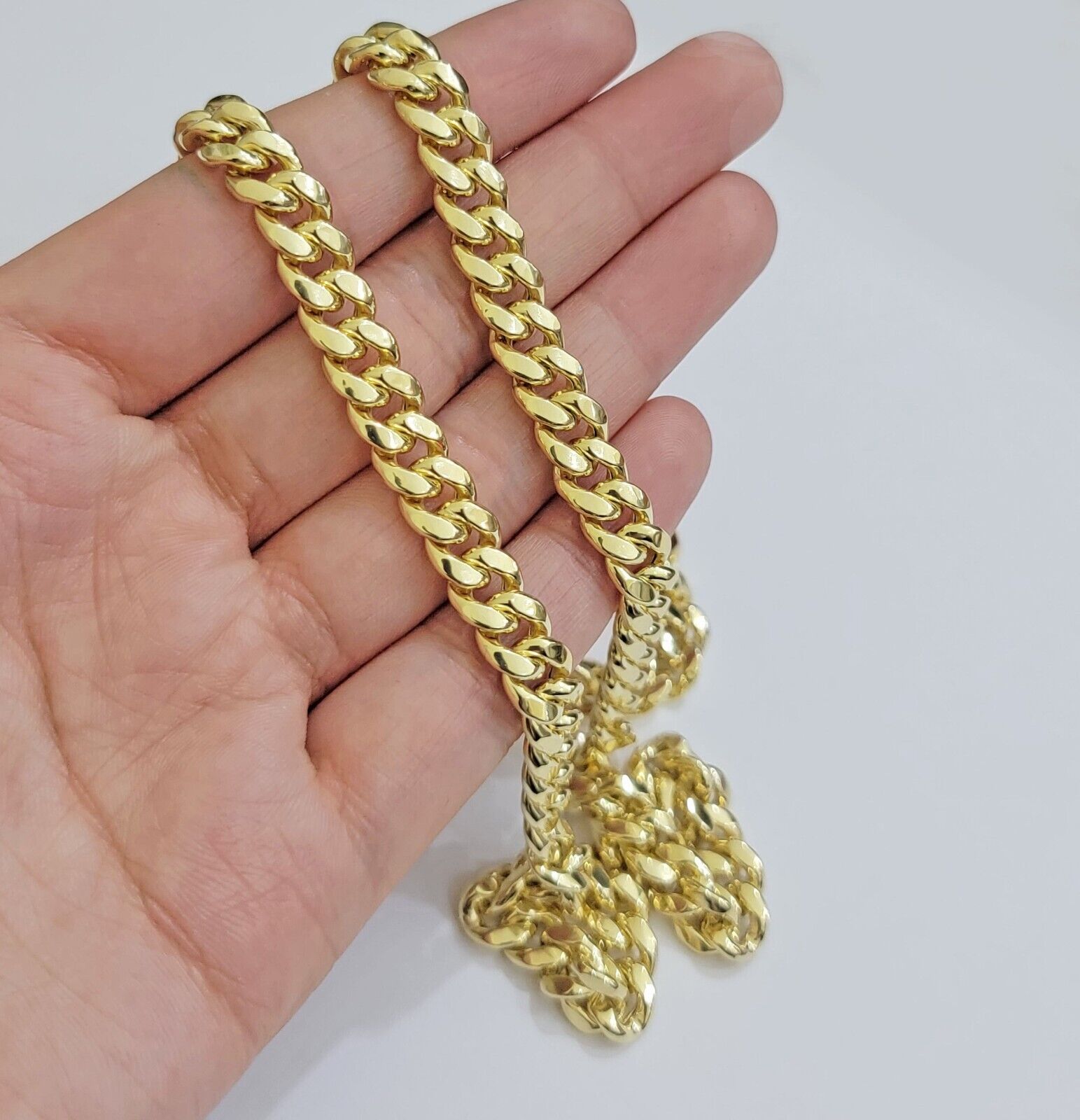 Real 10k Gold Necklace 8mm Miami Cuban Link Chain 26 Inch Men's 10KT STRONG LINK - GoldenlinQ