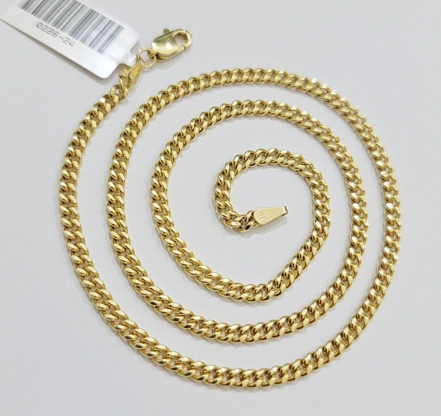 Real 10k Gold Necklace Chain Jesus Cross Charm Pendant SET 3mm Miami Cuban Link - GoldenlinQ