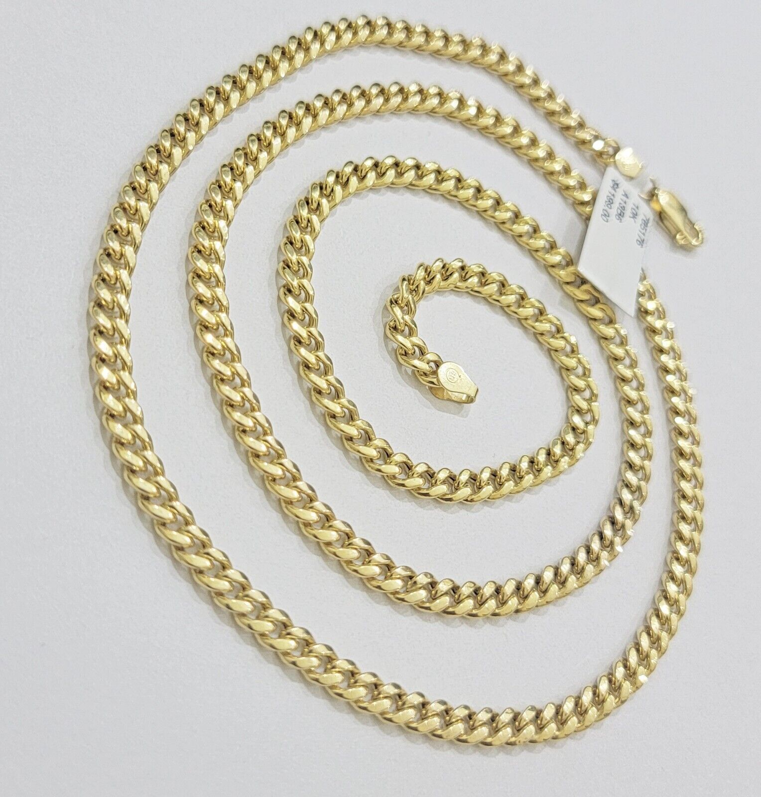 Real 10k Gold Necklace Chain Miami Cuban Link 3.5mm 18 - 26 Inch 10kt Men & Women - GoldenlinQ