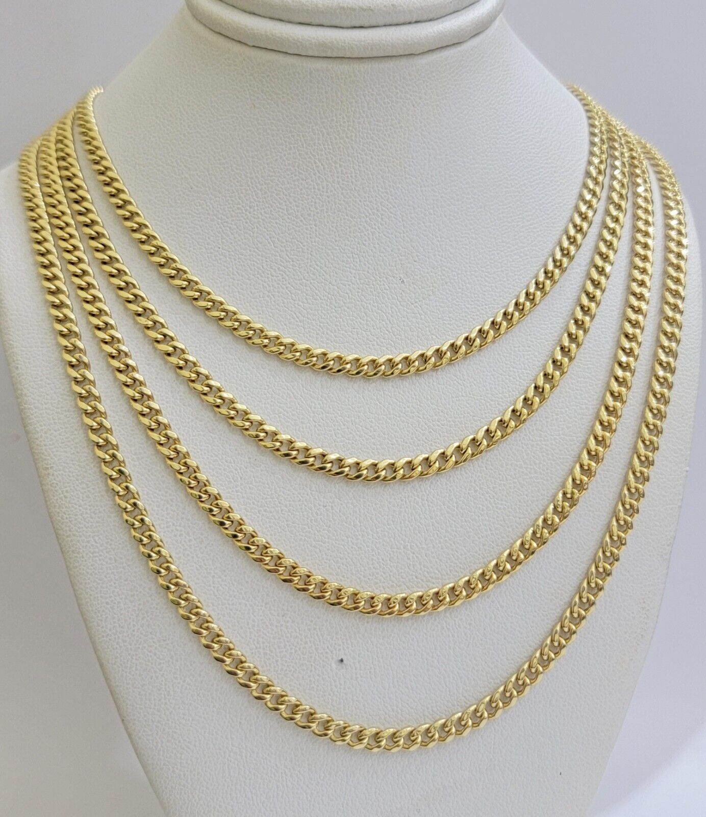 Real 10k Gold Necklace Chain Miami Cuban Link 3.5mm 18 - 26 Inch 10kt Men & Women - GoldenlinQ