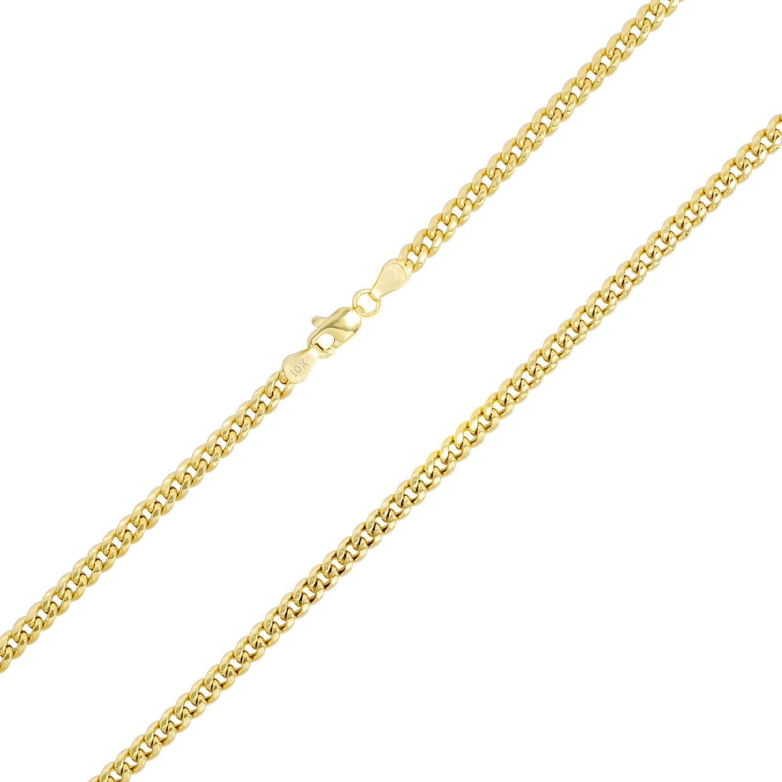 Real 10k Gold Necklace Chain Miami Cuban Link 3.5mm 18 - 26 Inch 10kt Men & Women - GoldenlinQ