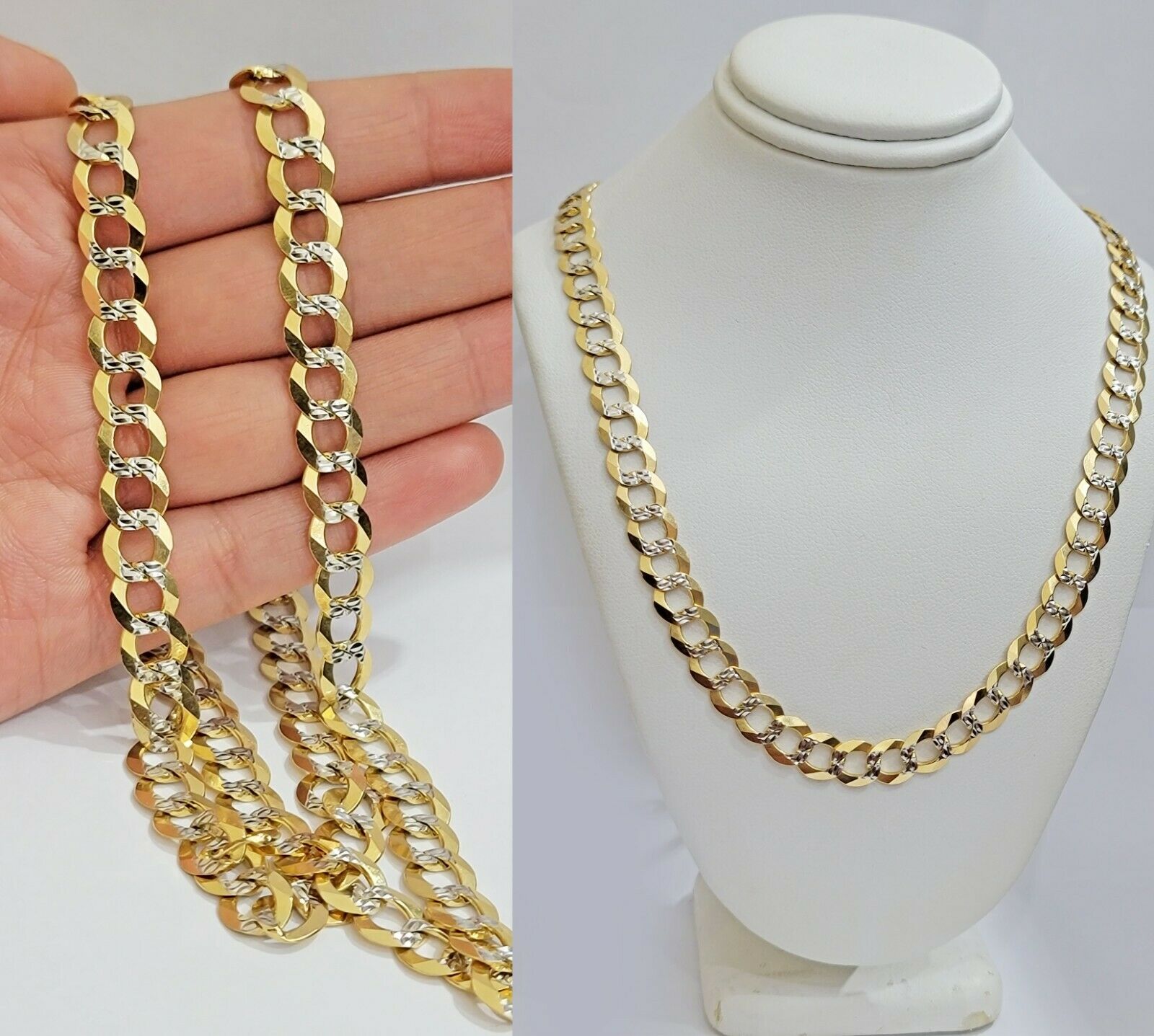 Real 10k Gold Necklace Cuban Curb Link Chain 9mm 20" - 28" Diamond Cut Mens SOLID - GoldenlinQ