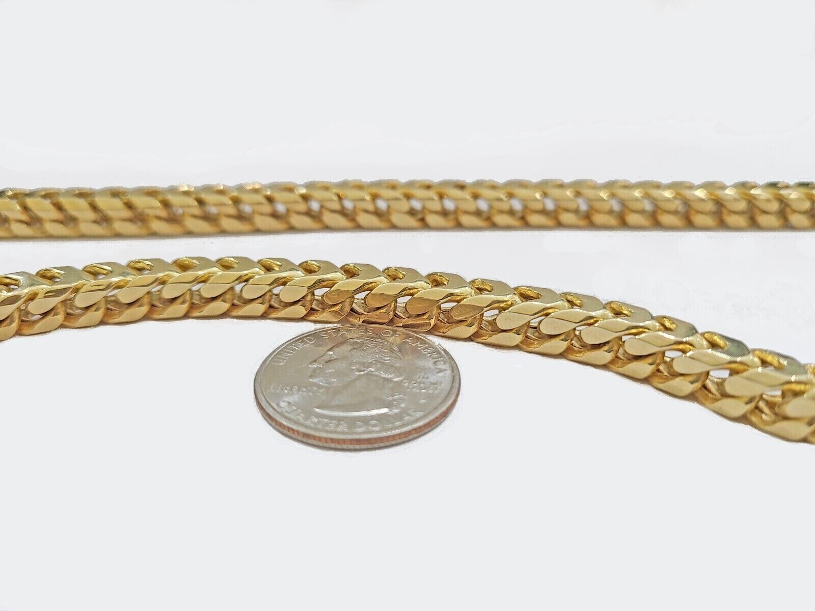 Real 10k Gold Necklace Franco Chain 7mm 26 Inch Mens 10k Yellow Gold 94 grams - GoldenlinQ