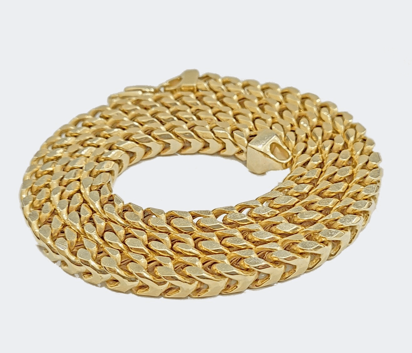 Real 10k Gold Necklace Franco Chain 7mm 26 Inch Mens 10k Yellow Gold 94 grams - GoldenlinQ