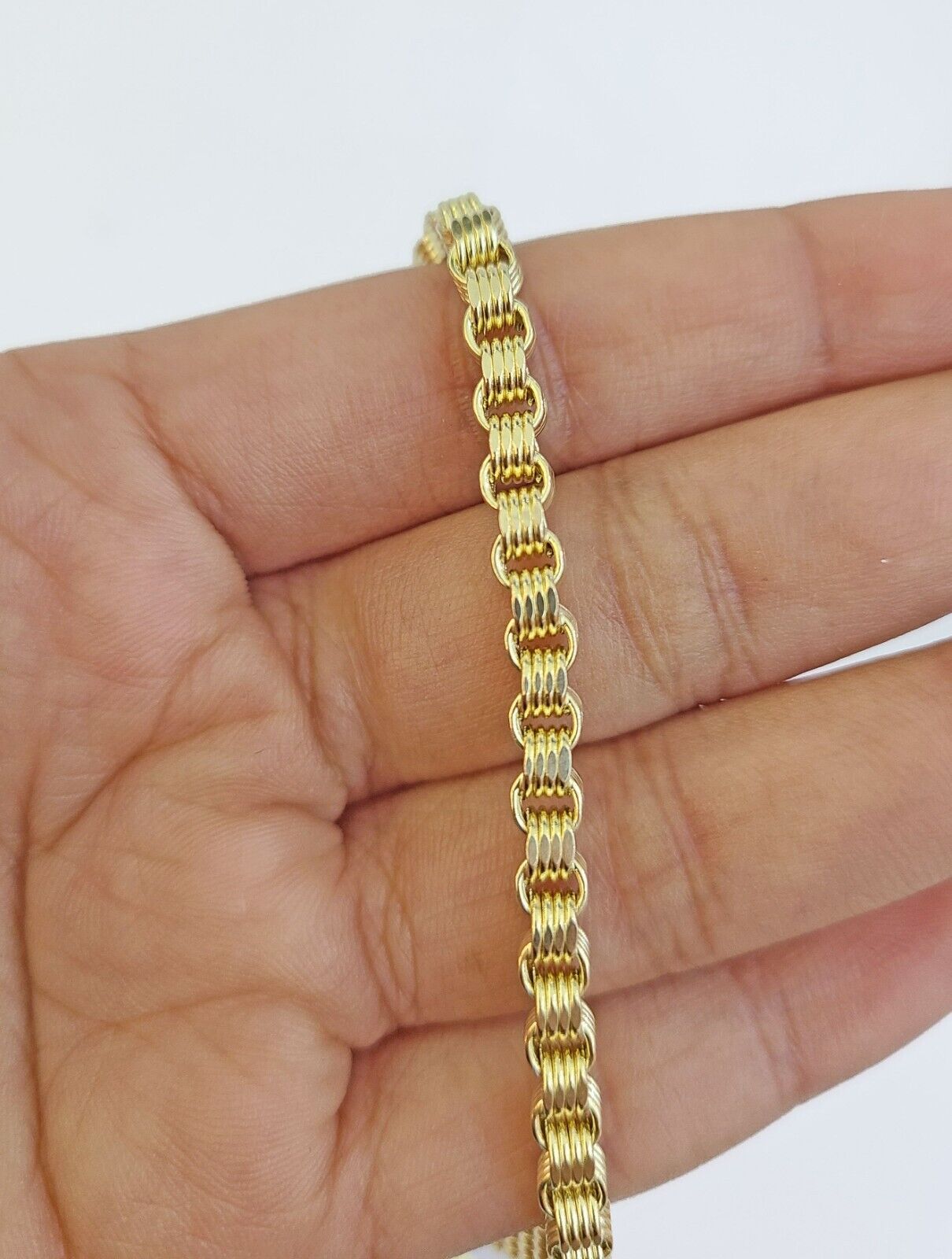 Real 10k Gold Nugget Cross Byzantine Chain Necklace 4mm 22" Chain Charm SET 10kt - GoldenlinQ