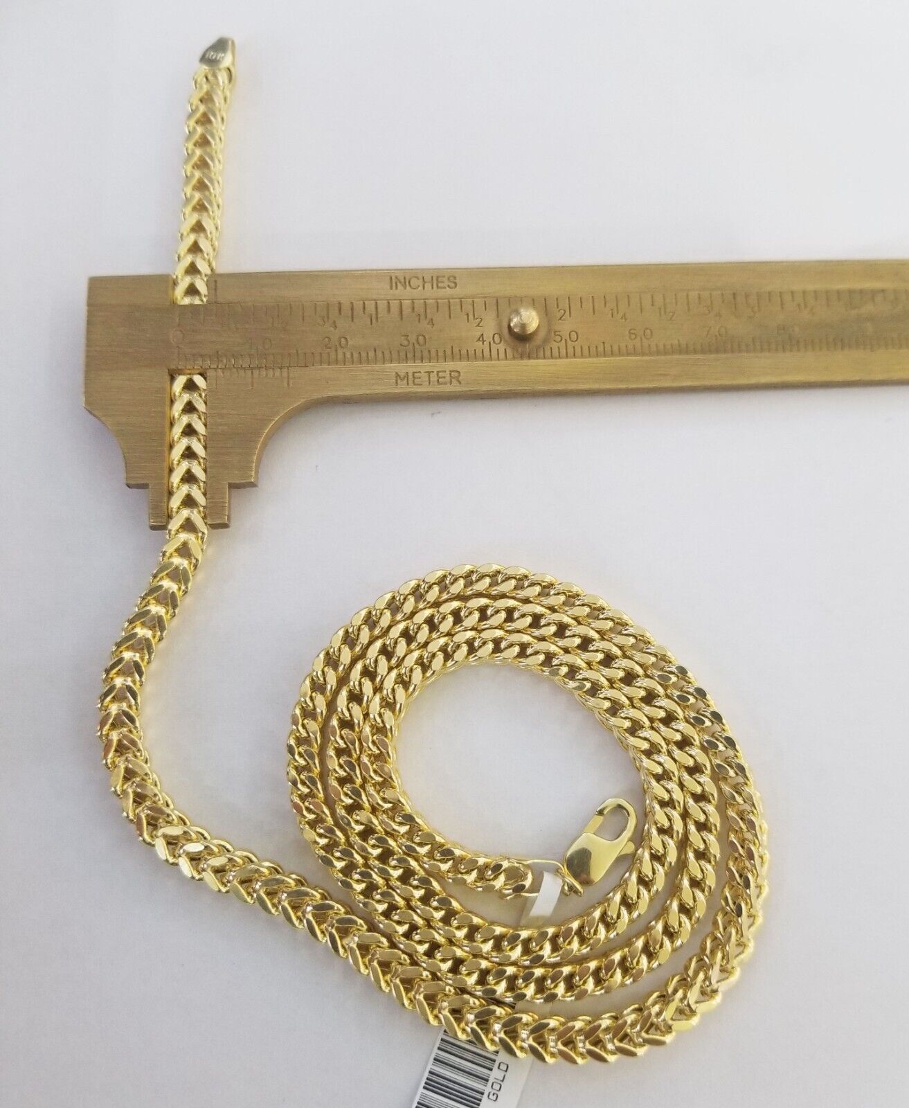 Real 10k Gold Nugget Cross Pendant Franco Necklace 4mm 24" Chain Charm SET 10kt - GoldenlinQ